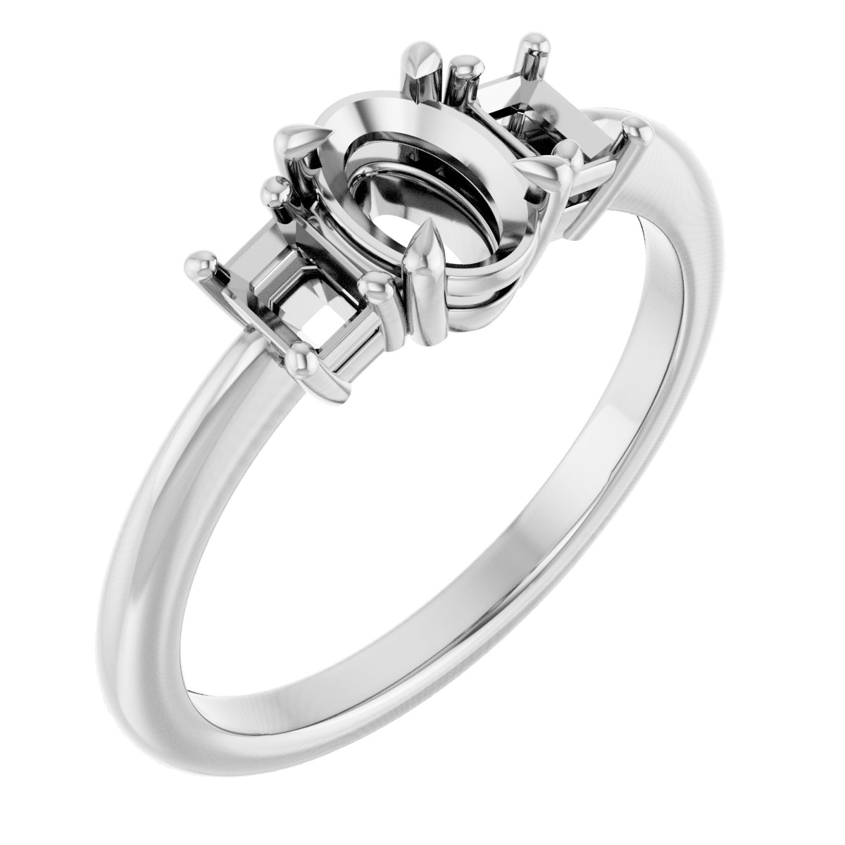 Claw-Prong Three-Stone Engagement Ring