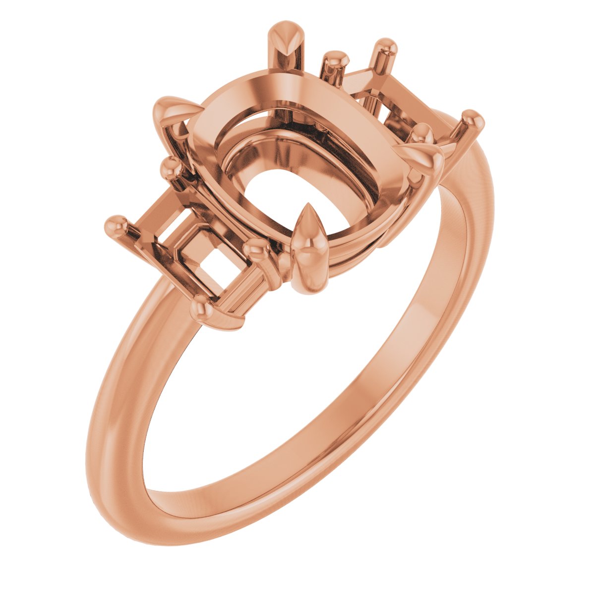 Claw-Prong Three-Stone Engagement Ring