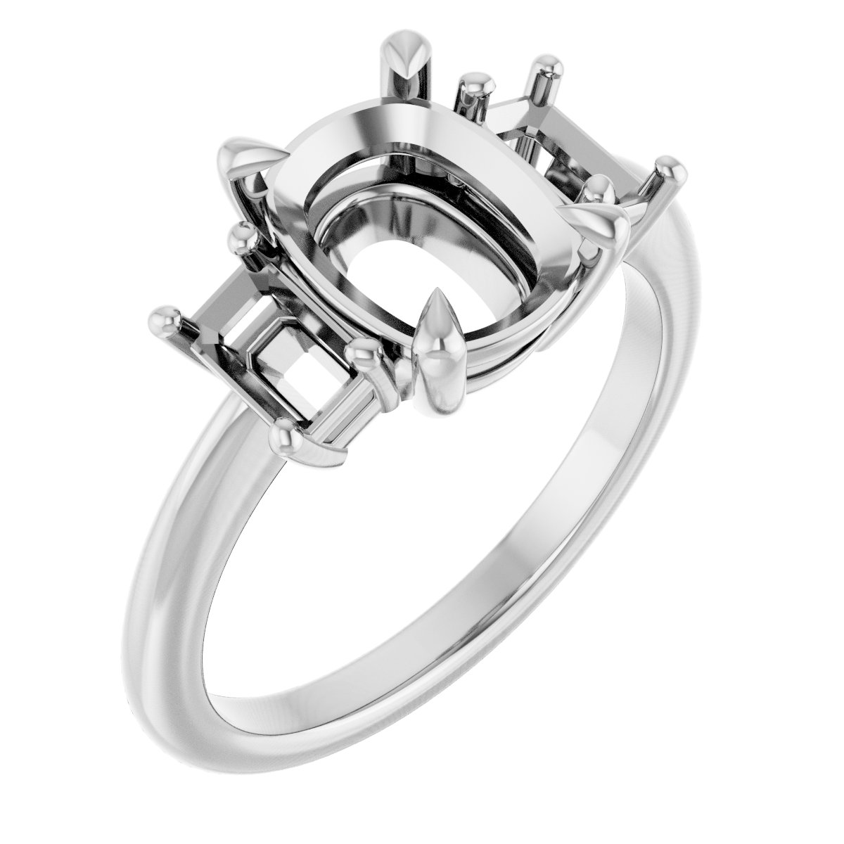 Claw-Prong Three-Stone Engagement Ring