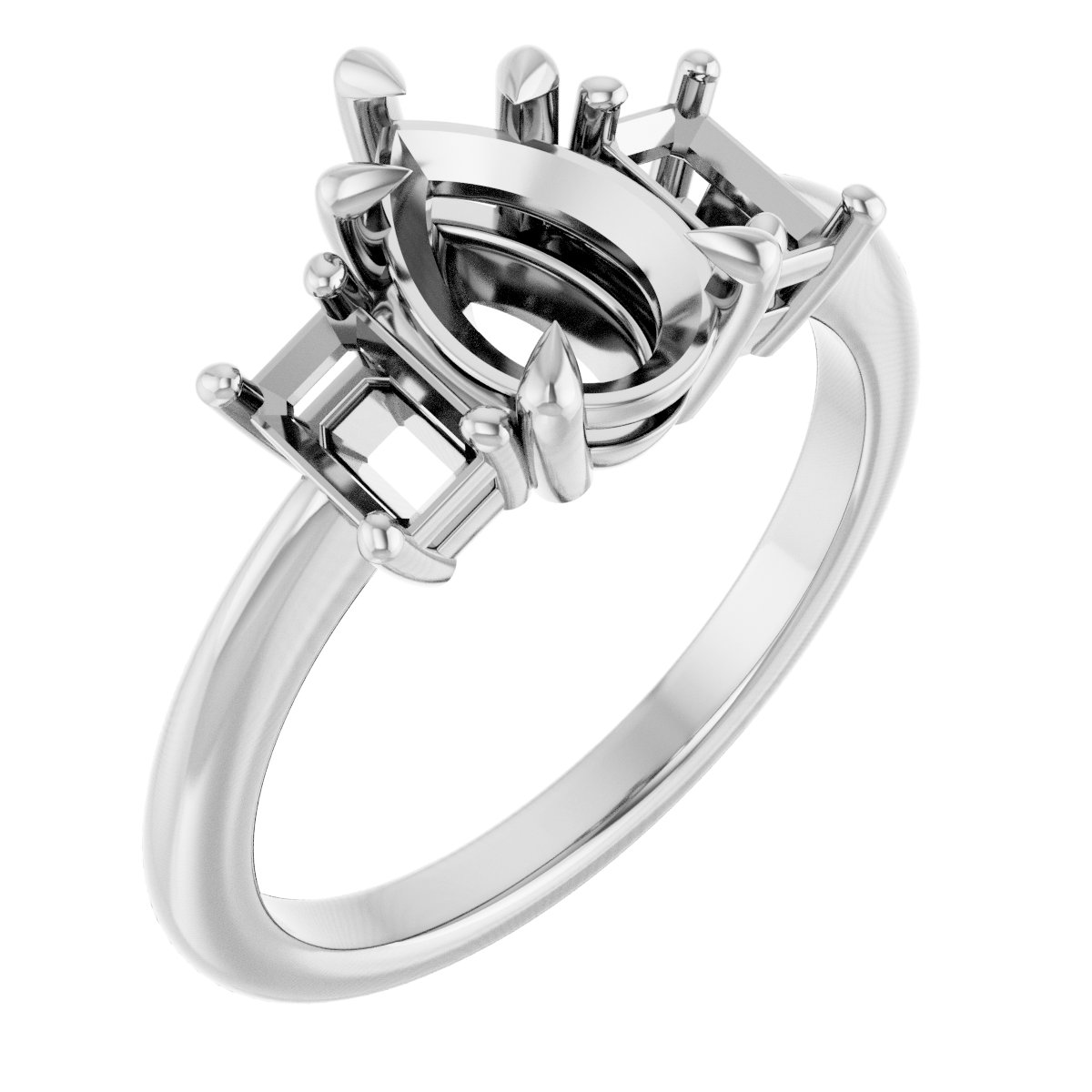 Claw-Prong Three-Stone Engagement Ring