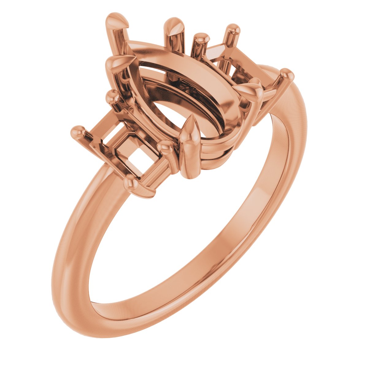 Claw-Prong Three-Stone Engagement Ring