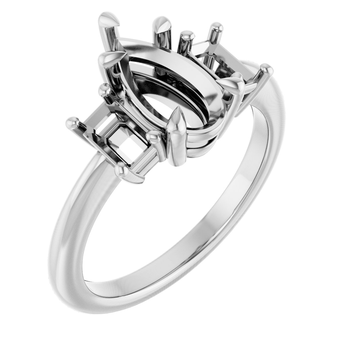 Claw-Prong Three-Stone Engagement Ring