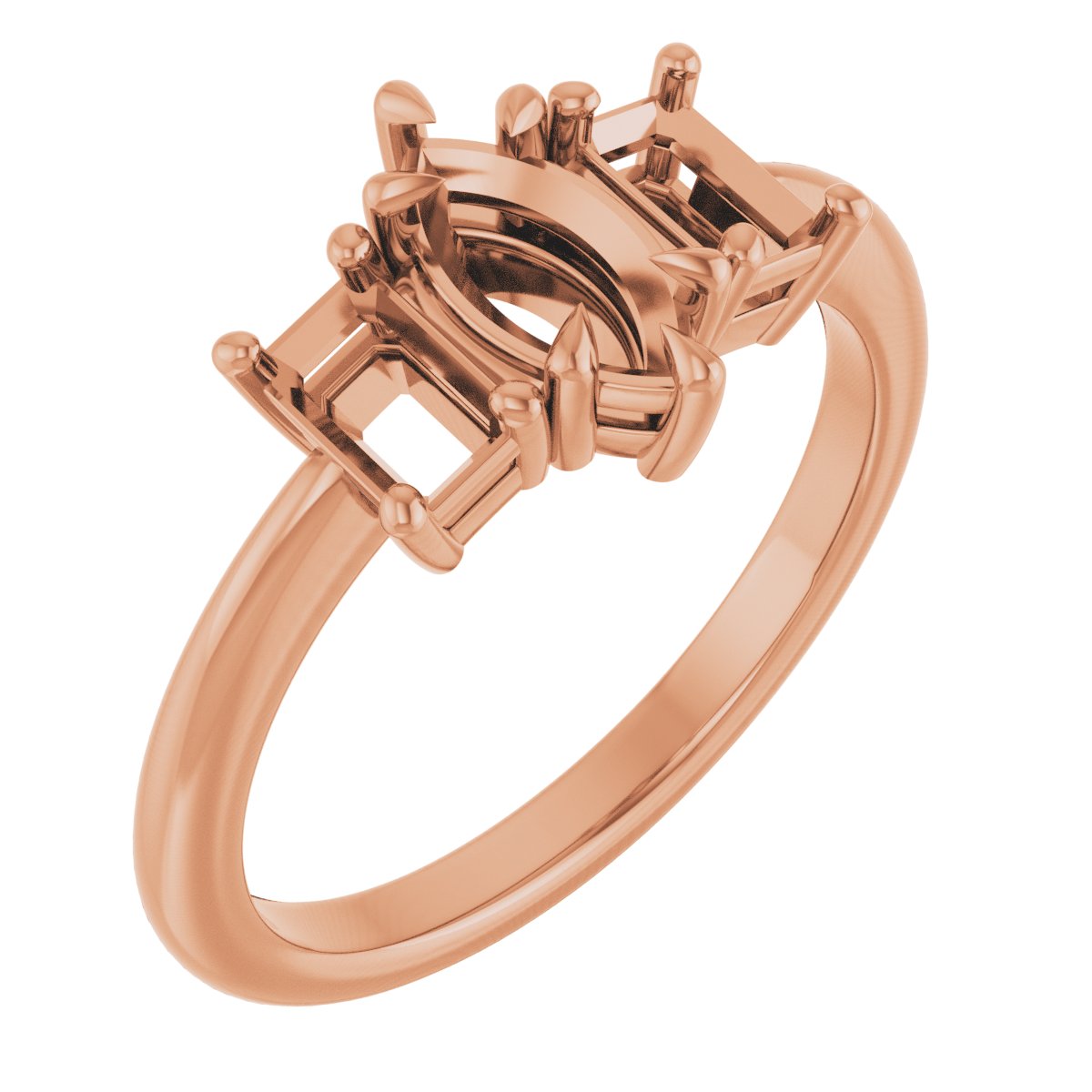 Claw-Prong Three-Stone Engagement Ring