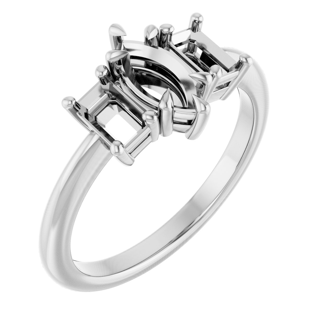 Claw-Prong Three-Stone Engagement Ring