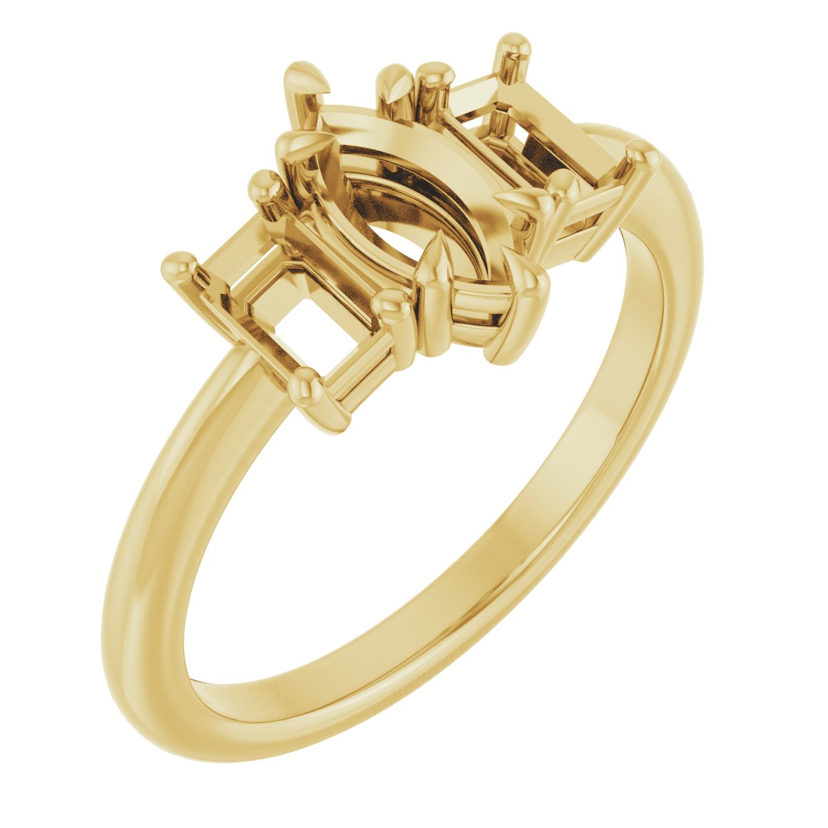 Claw-Prong Three-Stone Engagement Ring