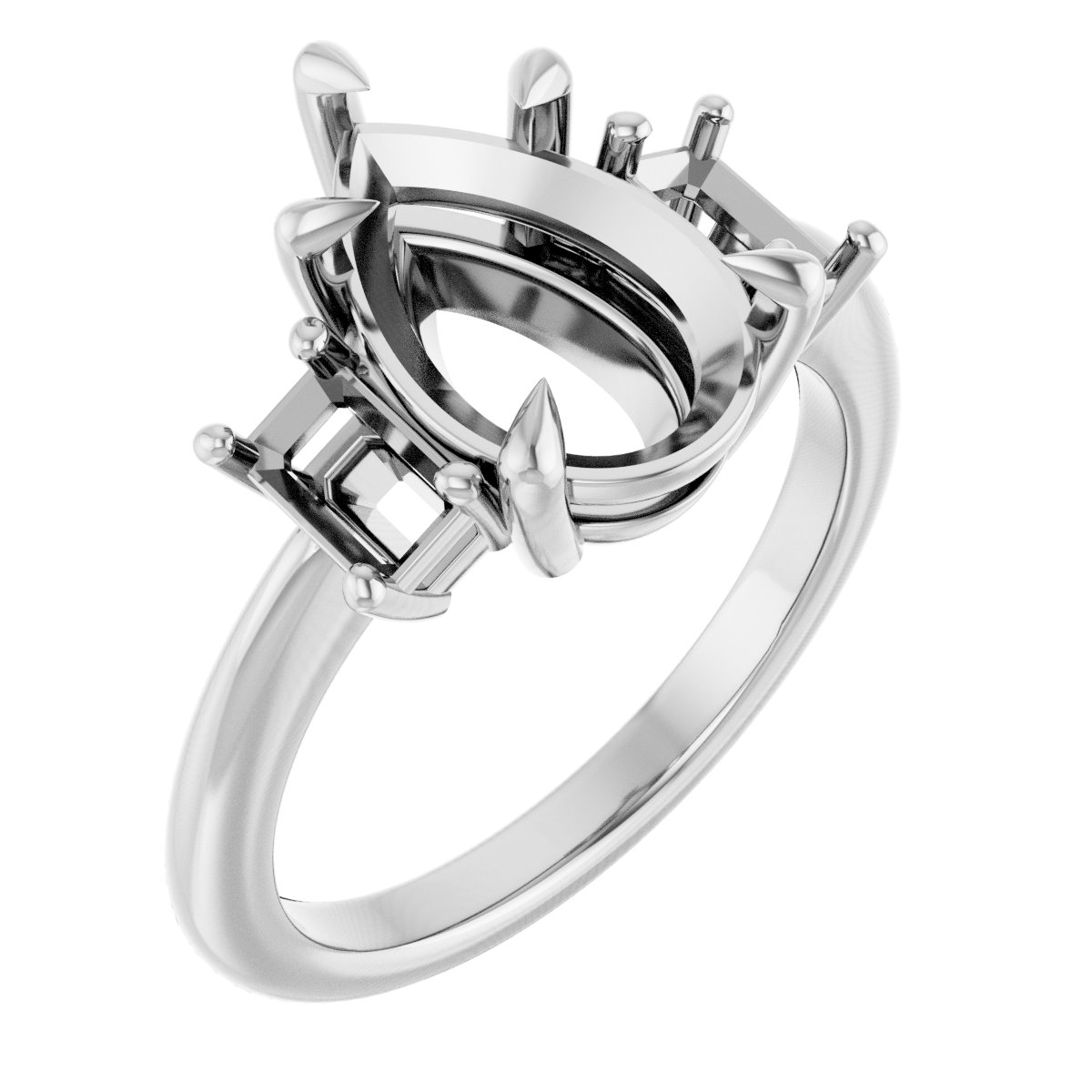 Claw-Prong Three-Stone Engagement Ring
