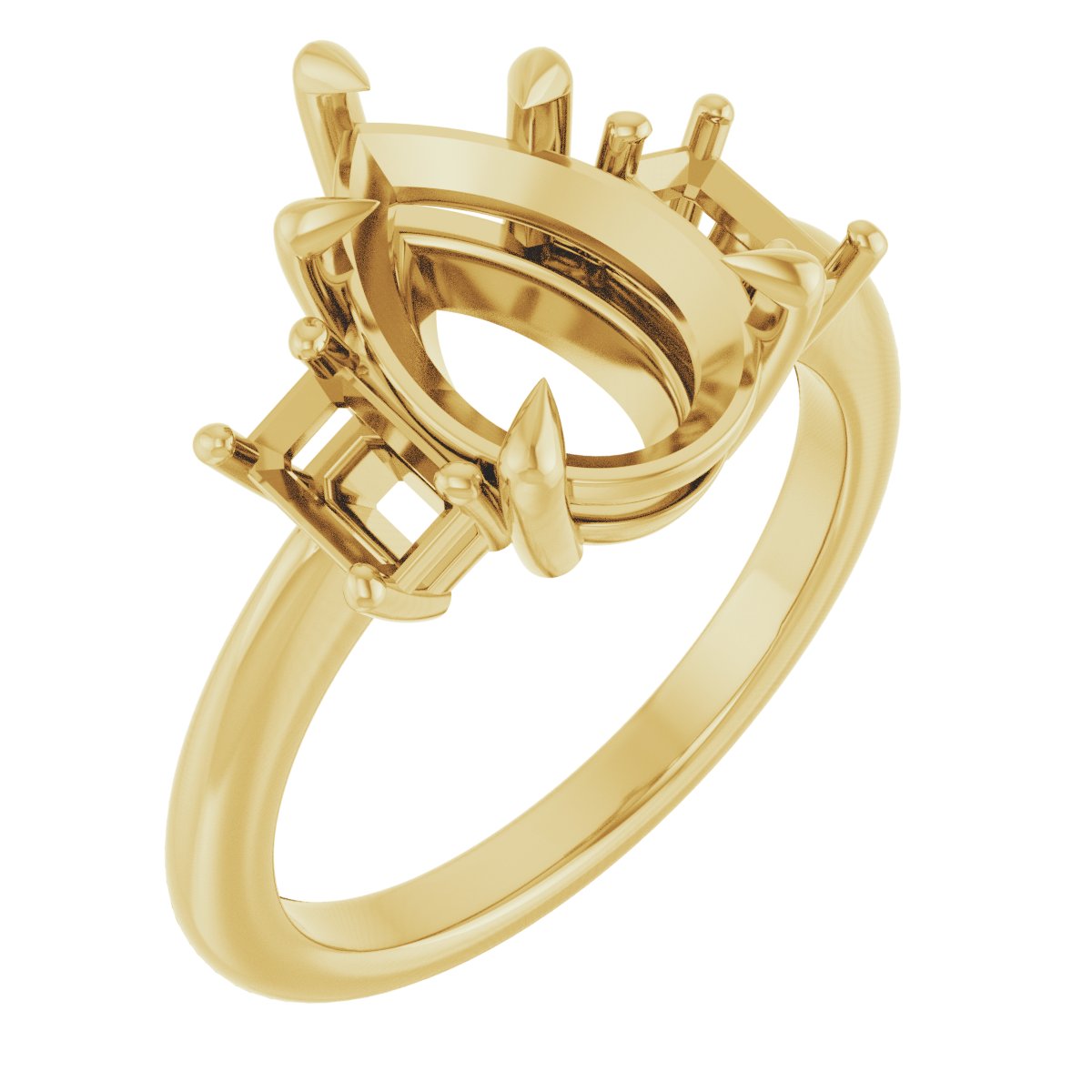 Claw-Prong Three-Stone Engagement Ring