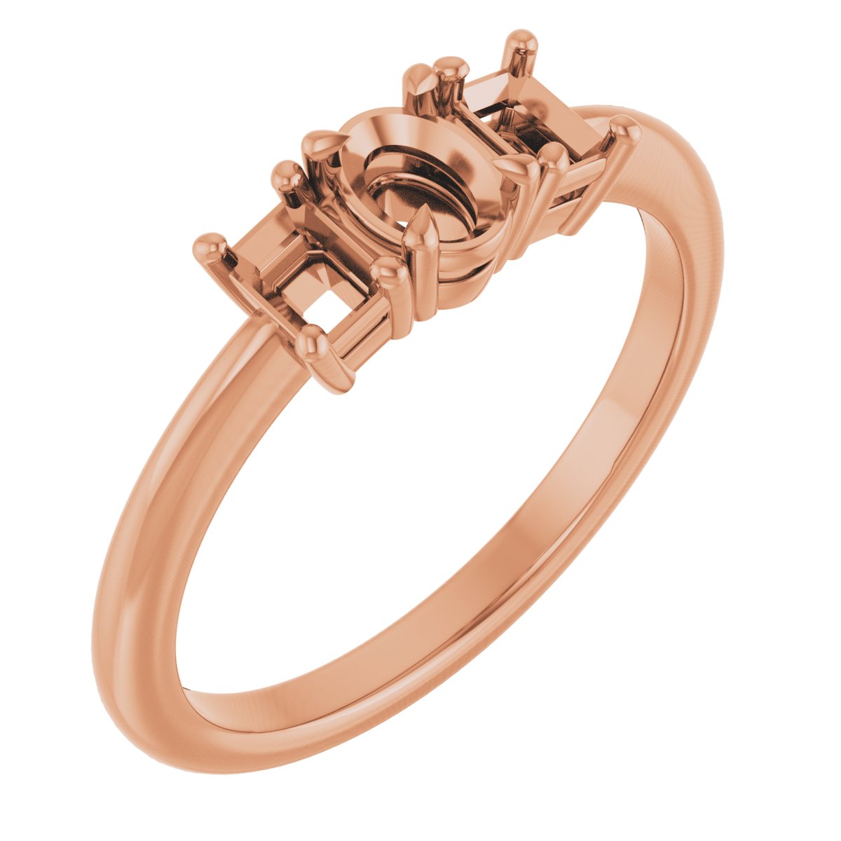 Claw-Prong Three-Stone Engagement Ring