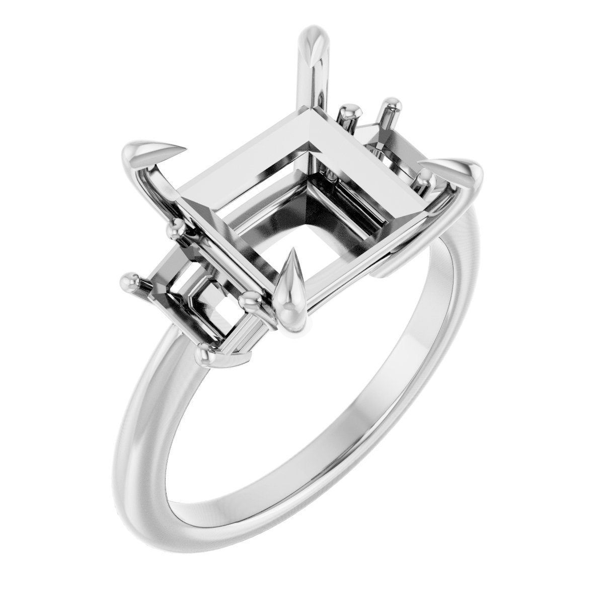 Claw-Prong Three-Stone Engagement Ring