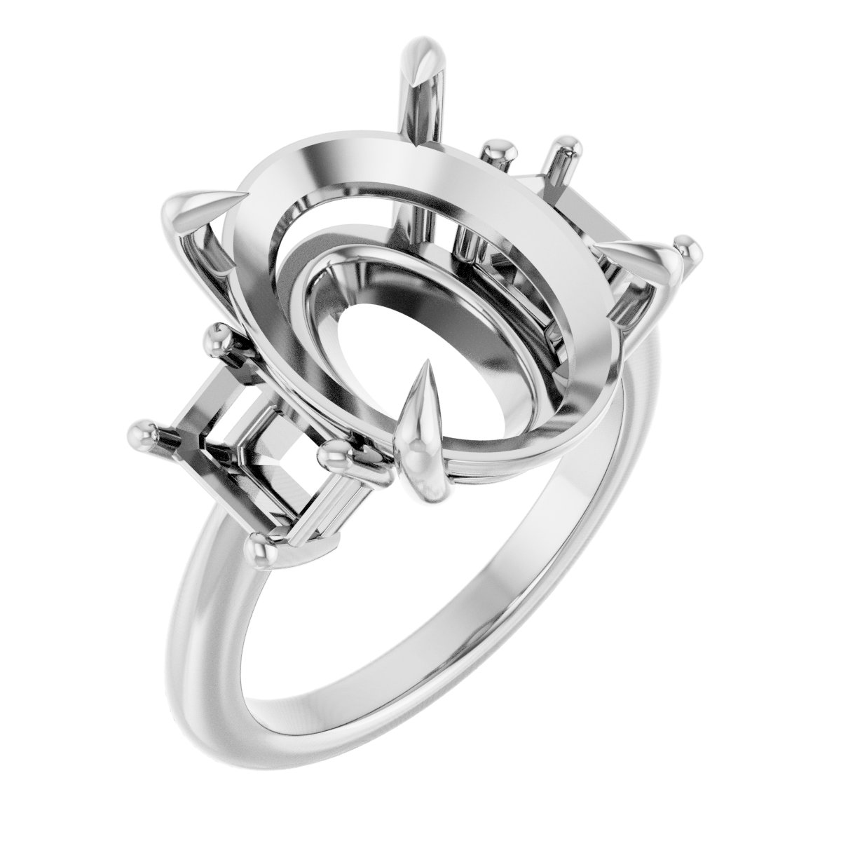 Claw-Prong Three-Stone Engagement Ring