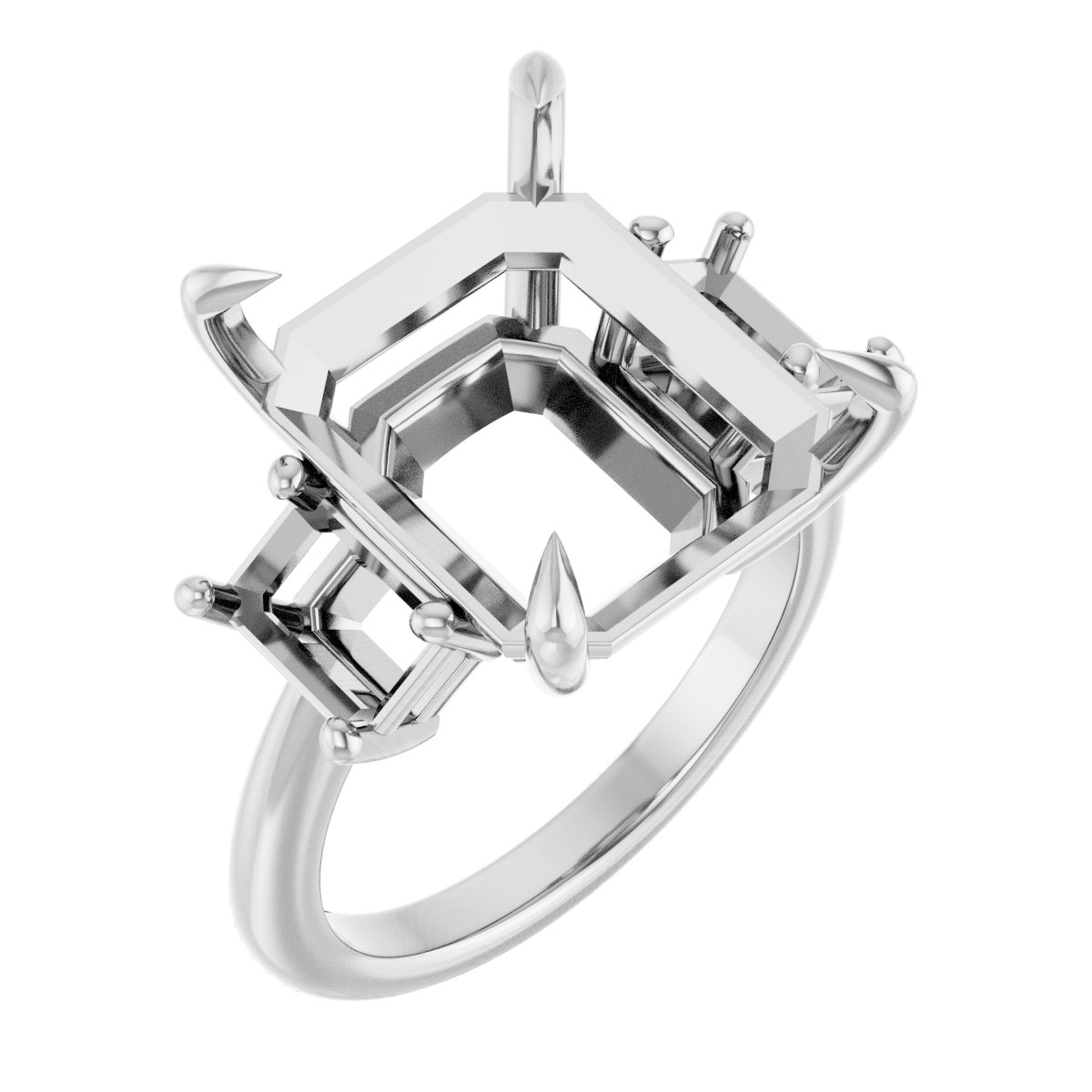 Claw-Prong Three-Stone Engagement Ring