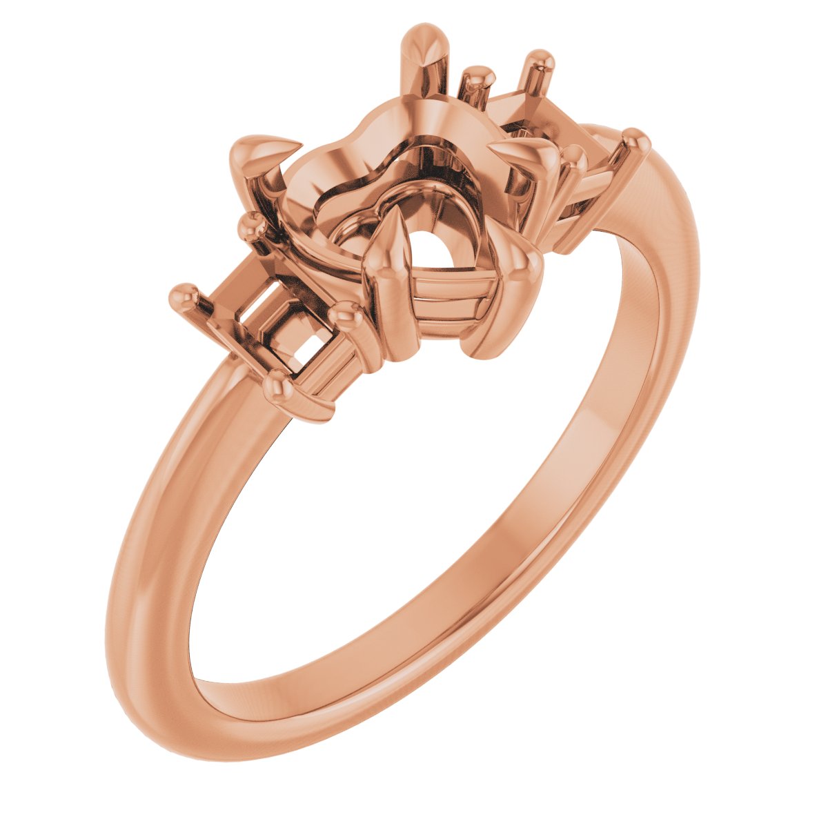 Claw-Prong Three-Stone Engagement Ring