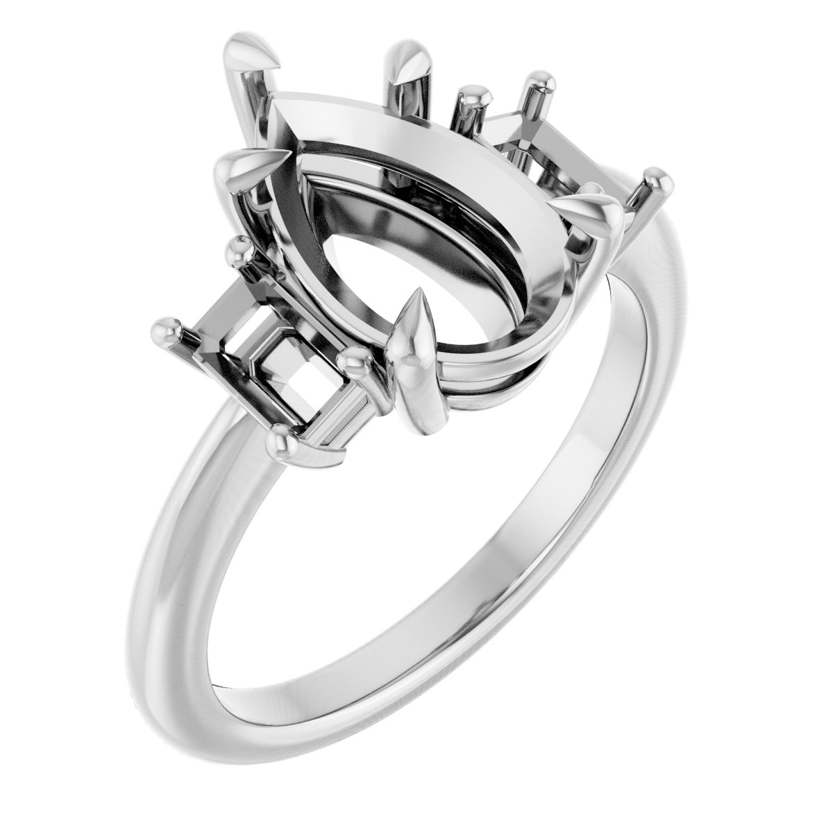 Claw-Prong Three-Stone Engagement Ring
