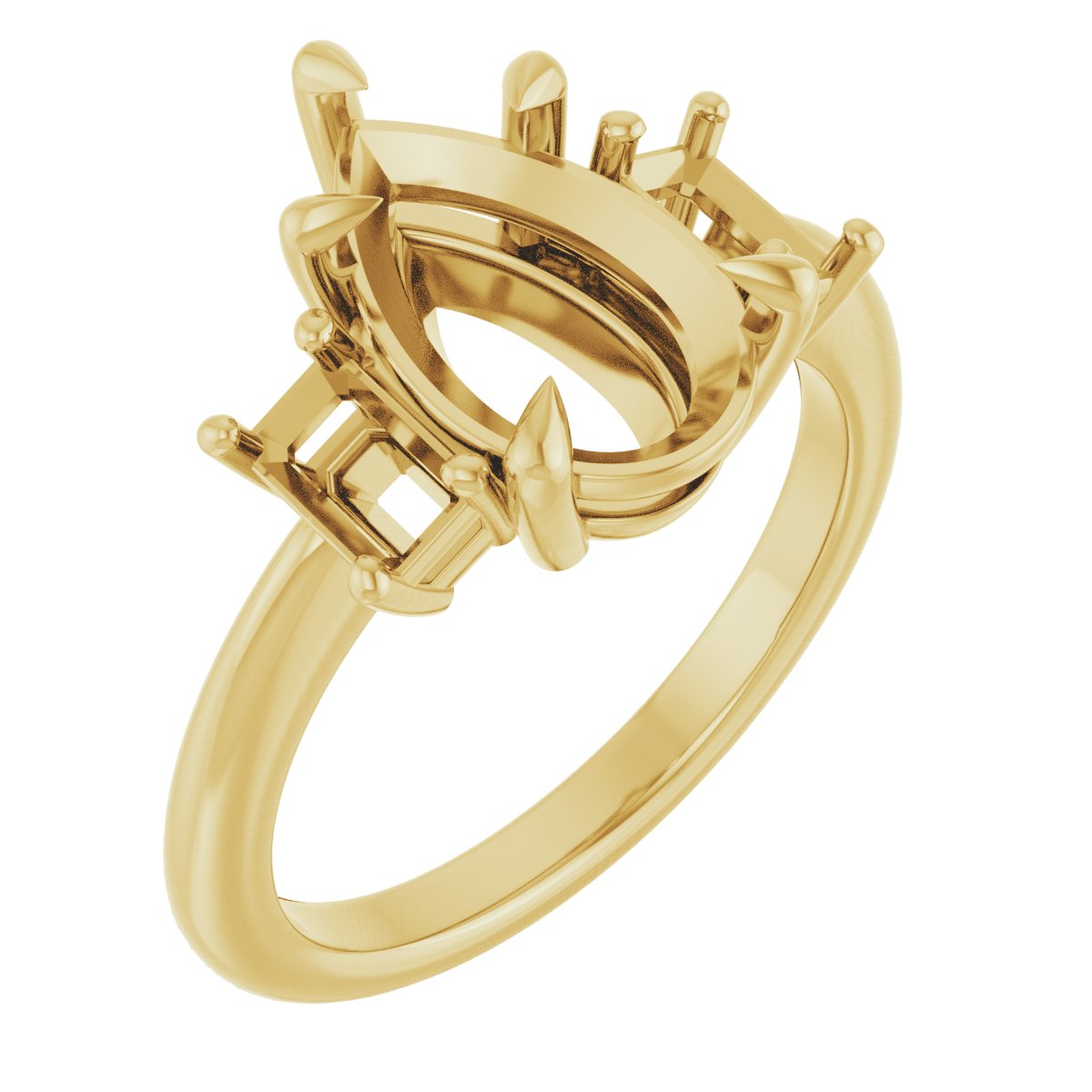 Claw-Prong Three-Stone Engagement Ring