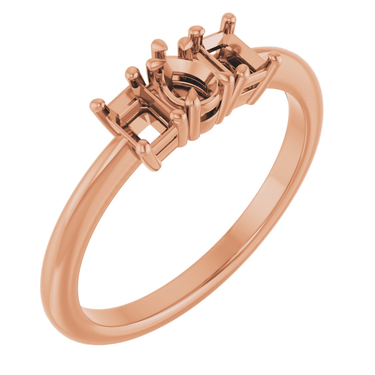 Claw-Prong Three-Stone Engagement Ring