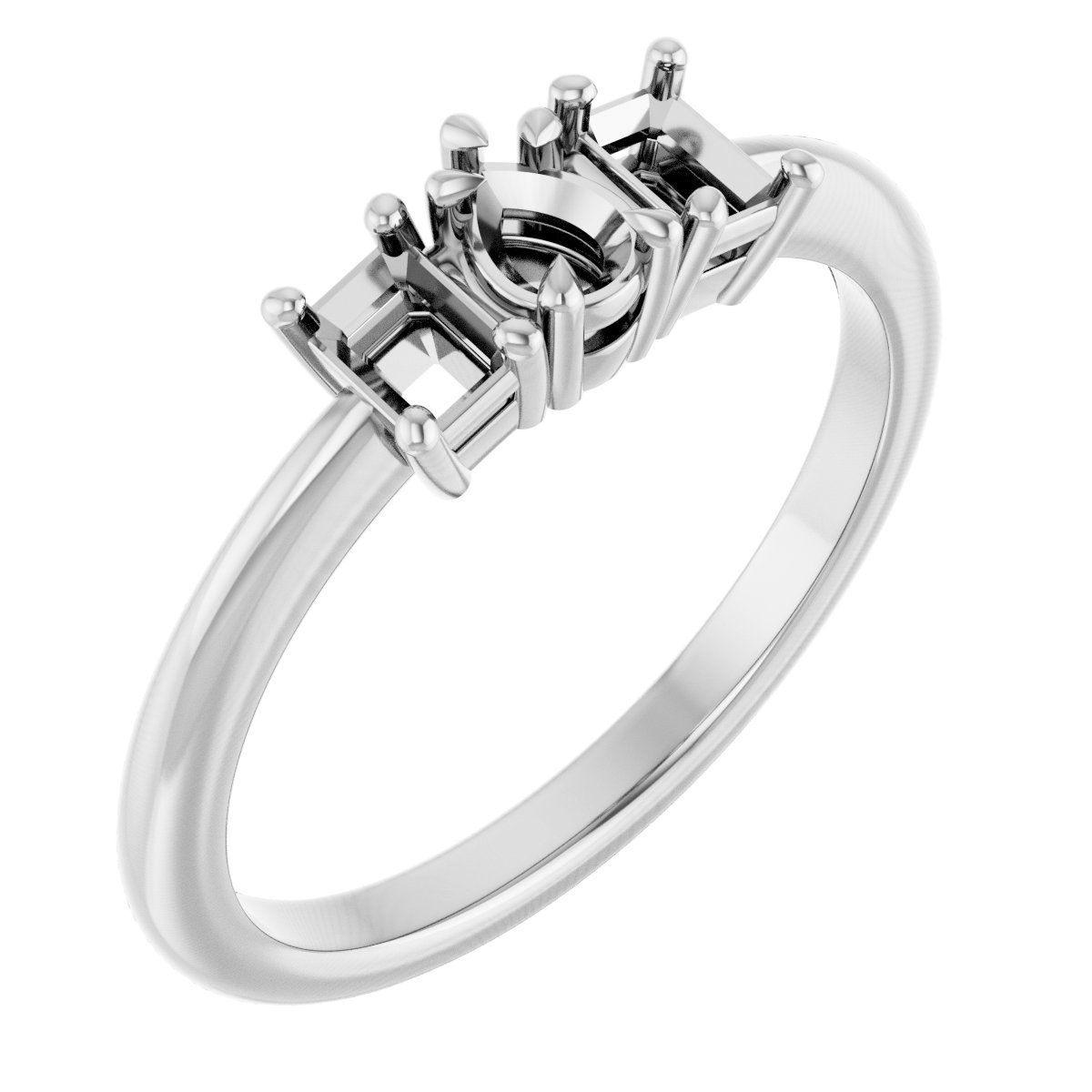 Claw-Prong Three-Stone Engagement Ring