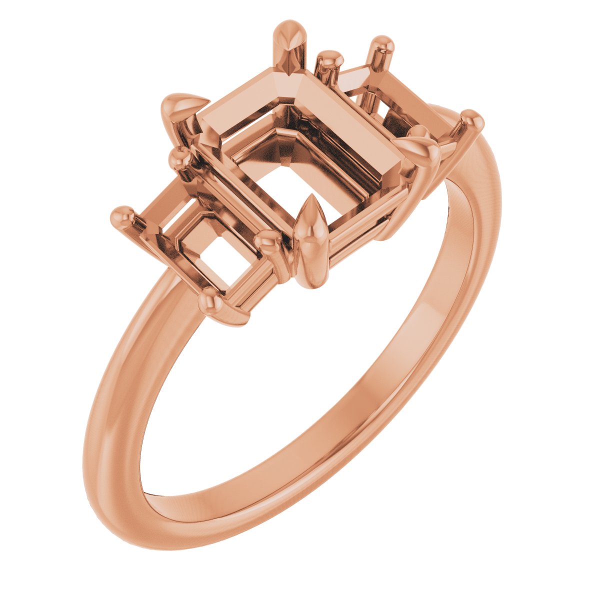 Claw-Prong Three-Stone Engagement Ring