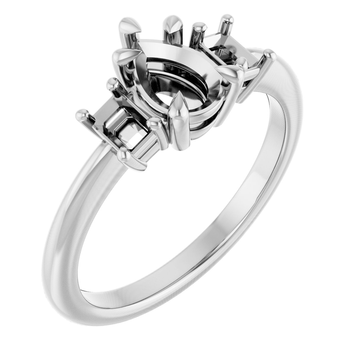 Claw-Prong Three-Stone Engagement Ring
