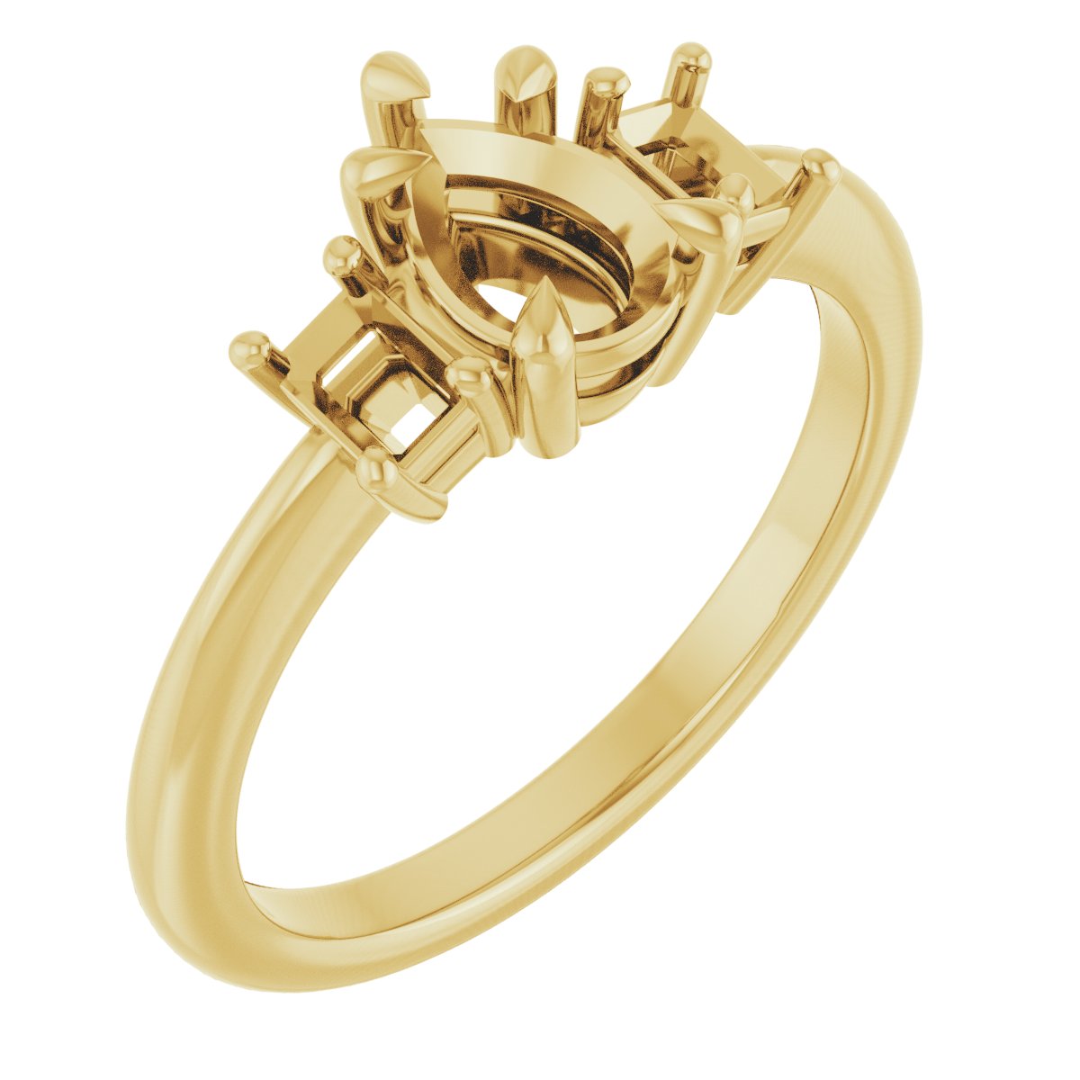 Claw-Prong Three-Stone Engagement Ring