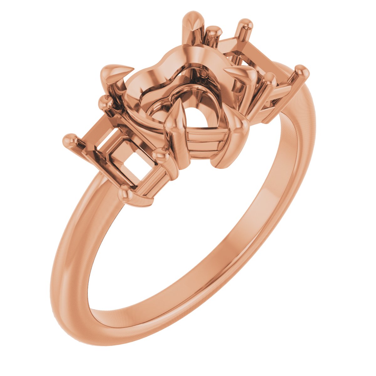 Claw-Prong Three-Stone Engagement Ring