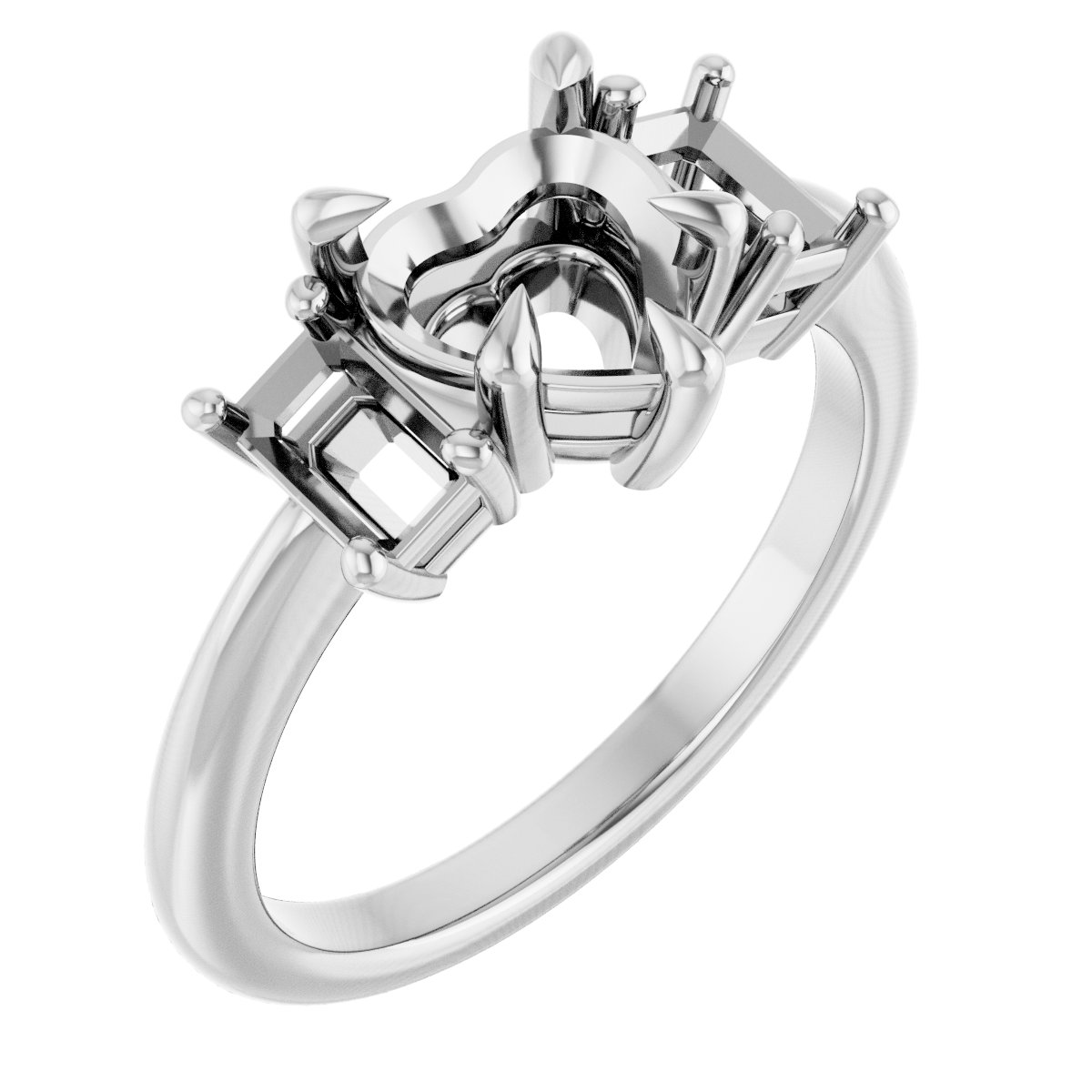Claw-Prong Three-Stone Engagement Ring