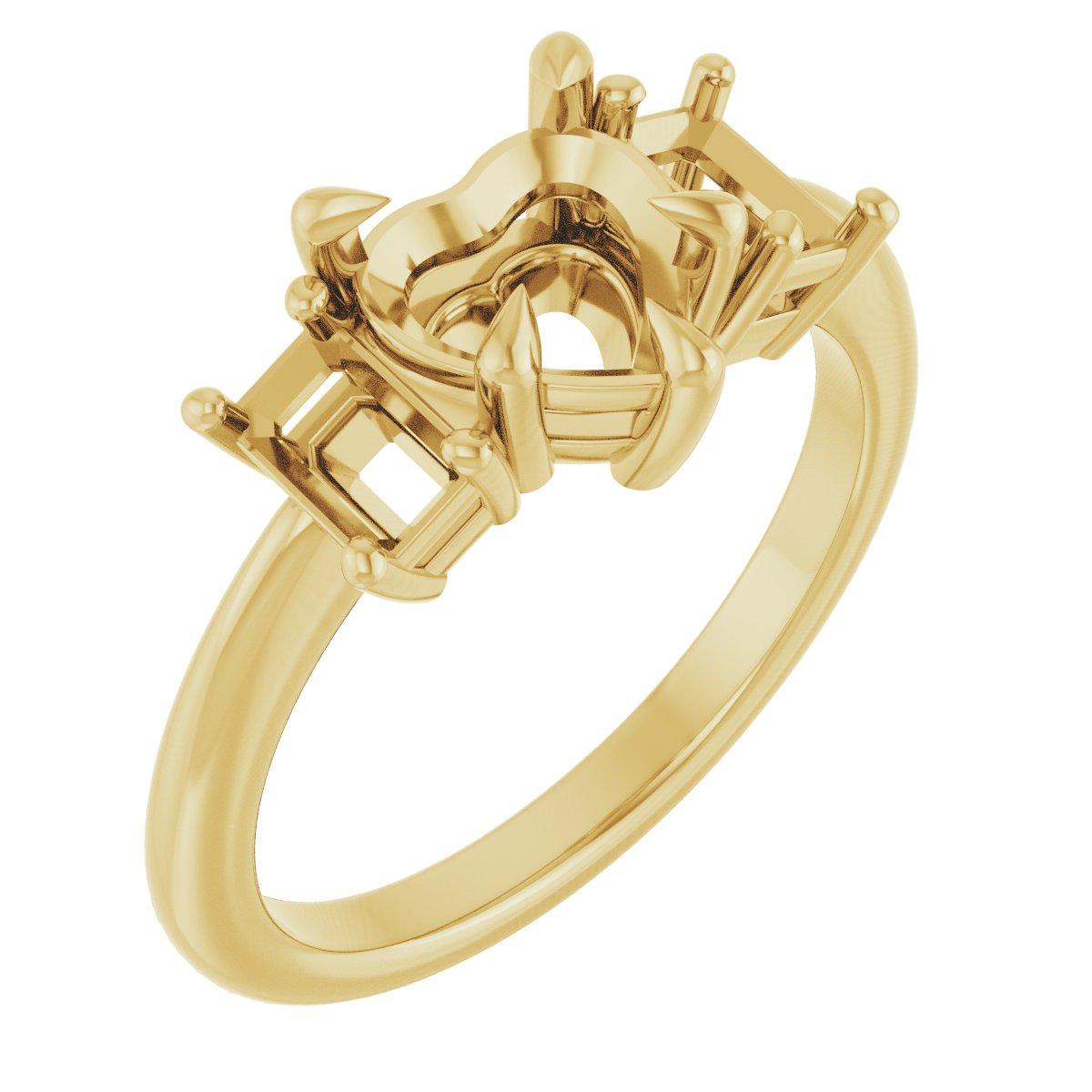 Claw-Prong Three-Stone Engagement Ring
