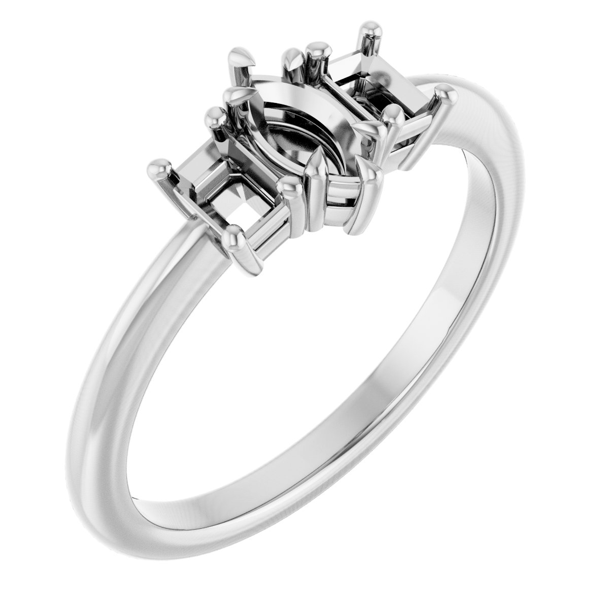 Claw-Prong Three-Stone Engagement Ring