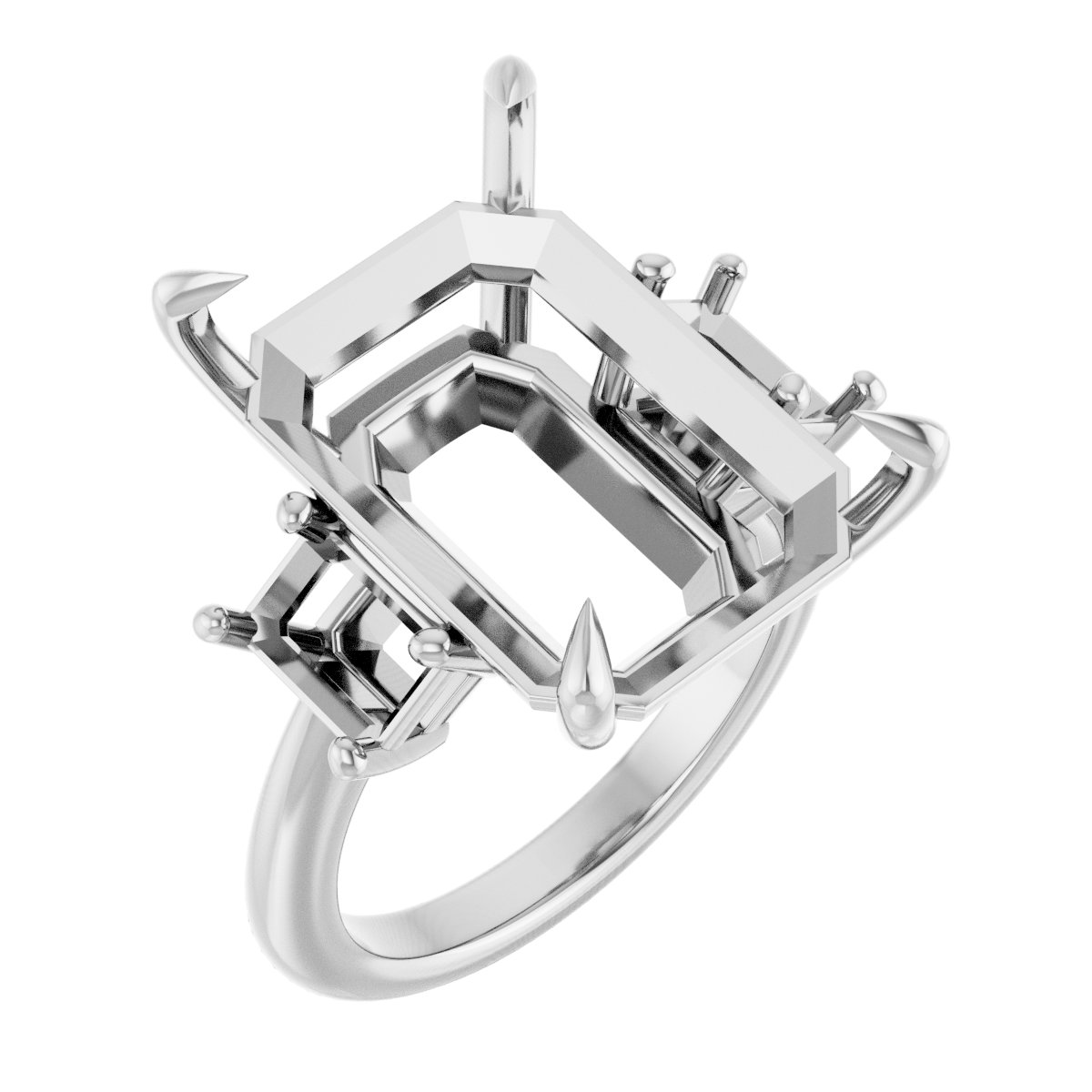 Claw-Prong Three-Stone Engagement Ring