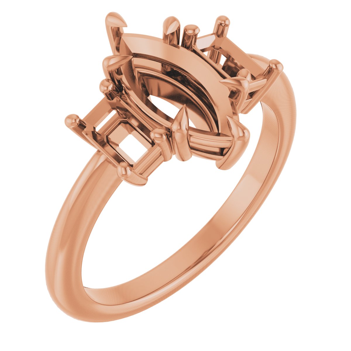Claw-Prong Three-Stone Engagement Ring
