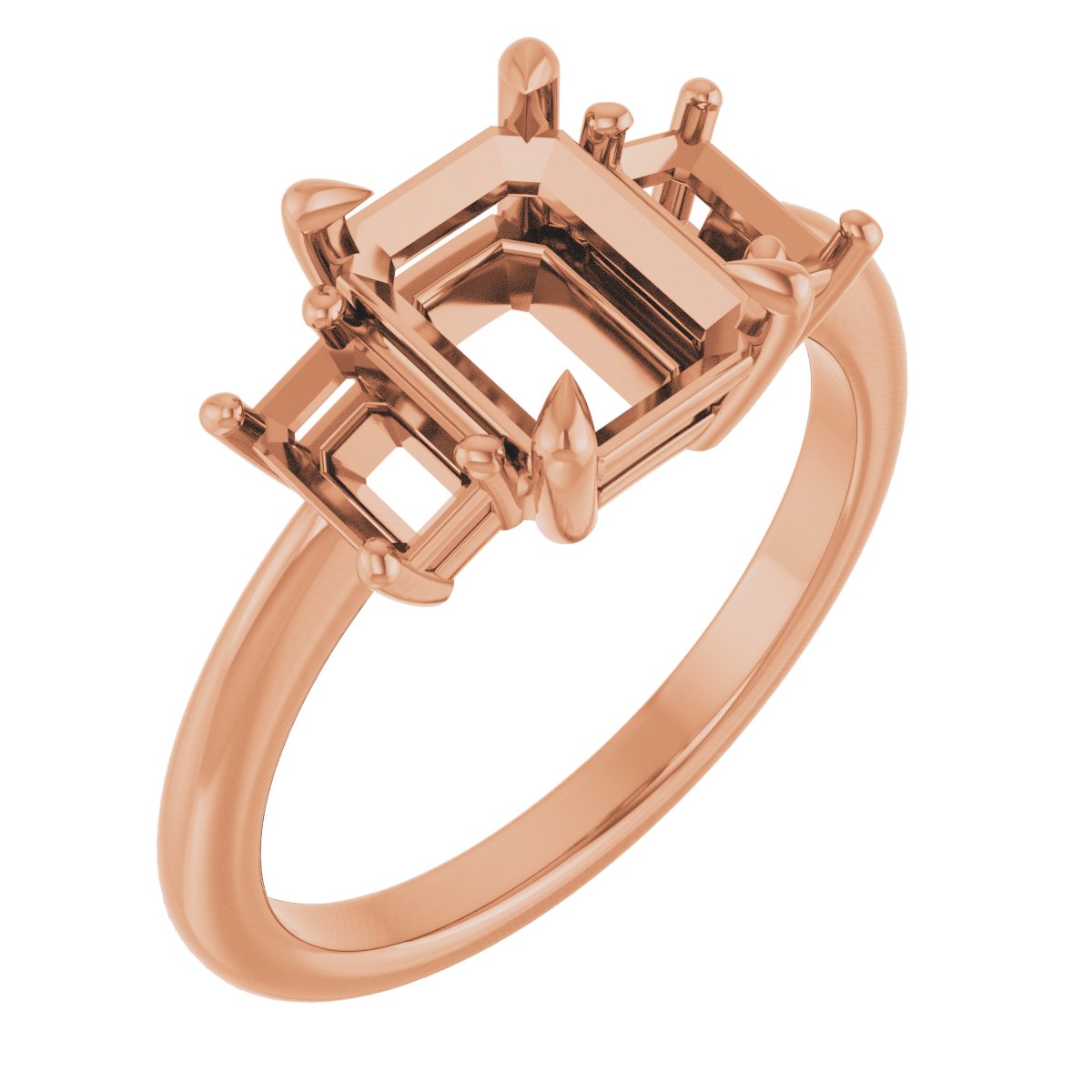 Claw-Prong Three-Stone Engagement Ring