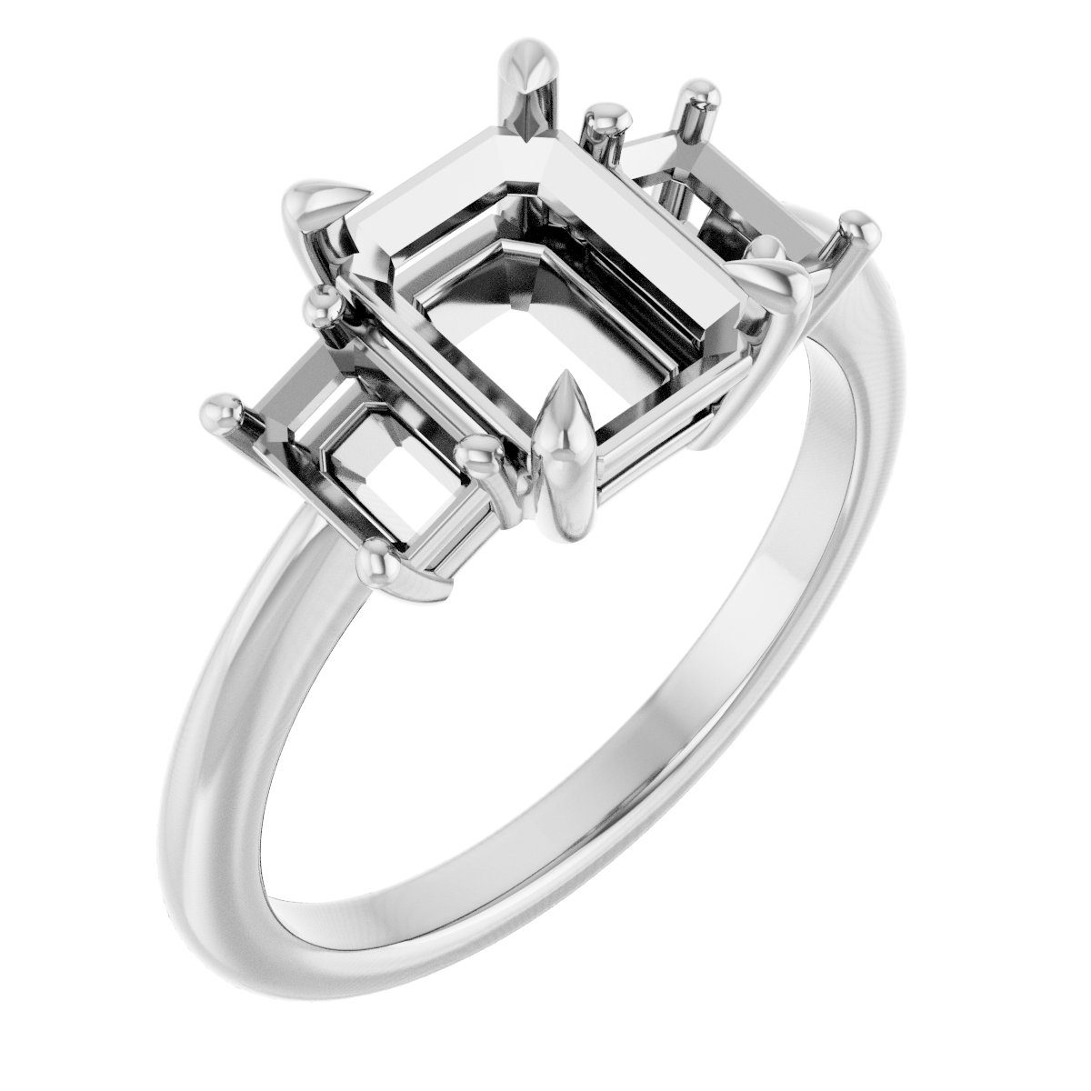 Claw-Prong Three-Stone Engagement Ring