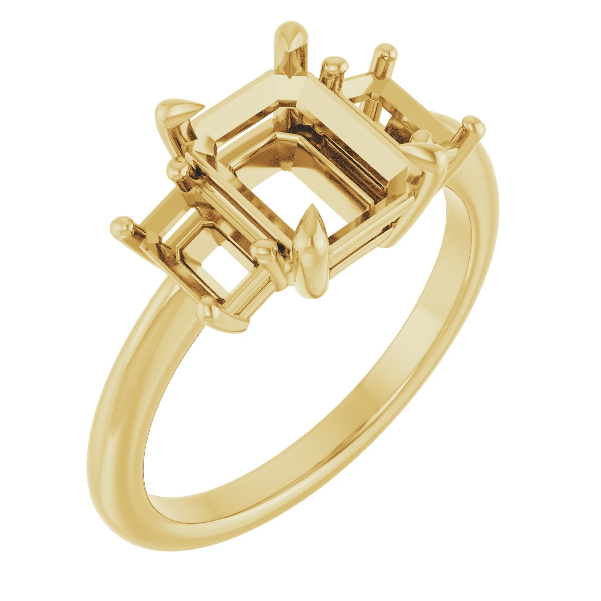 Claw-Prong Three-Stone Engagement Ring
