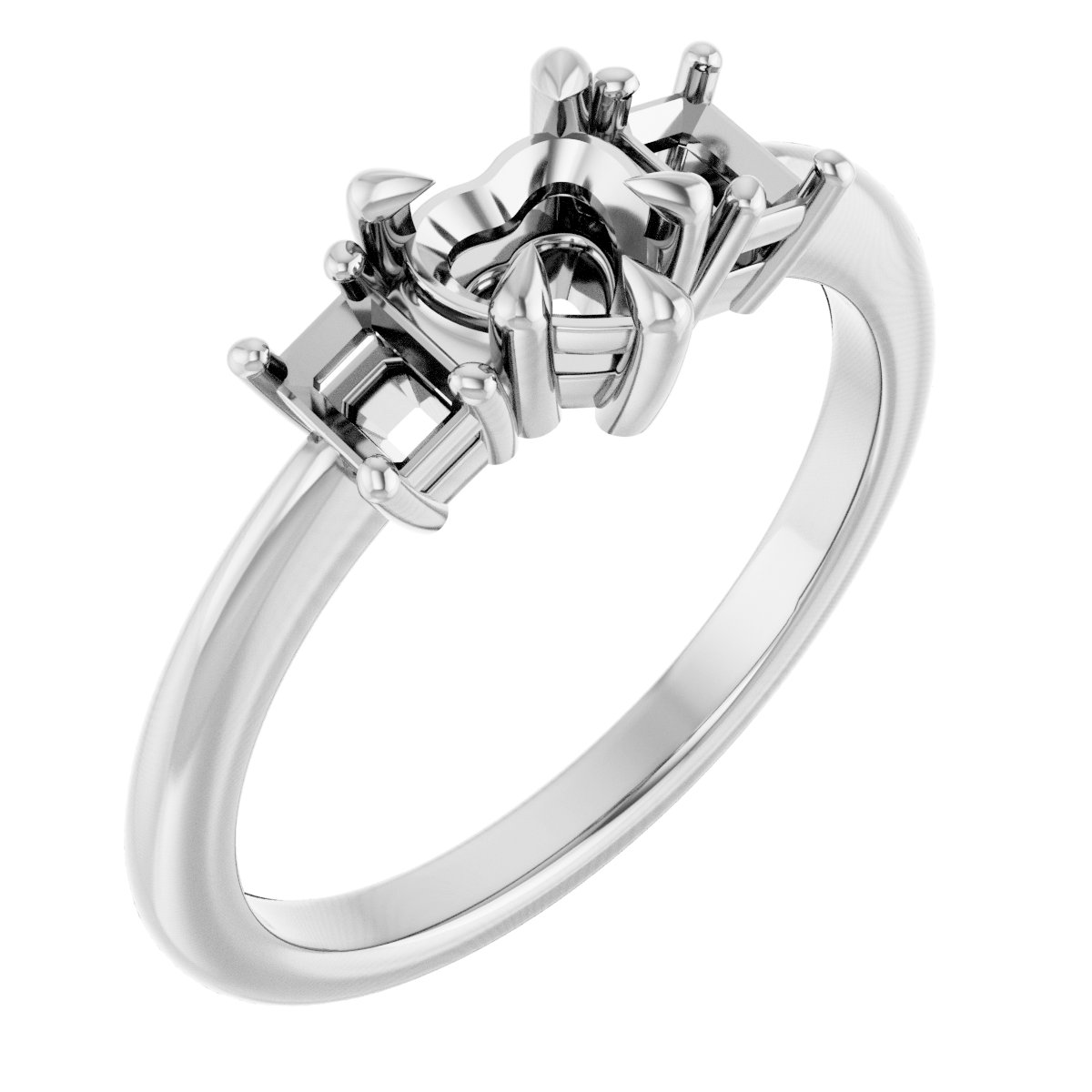 Claw-Prong Three-Stone Engagement Ring