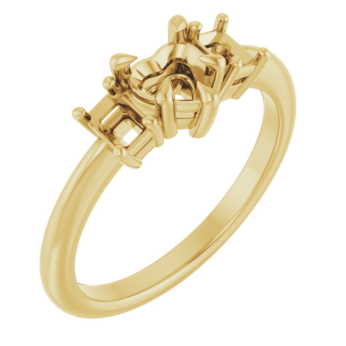 Claw-Prong Three-Stone Engagement Ring