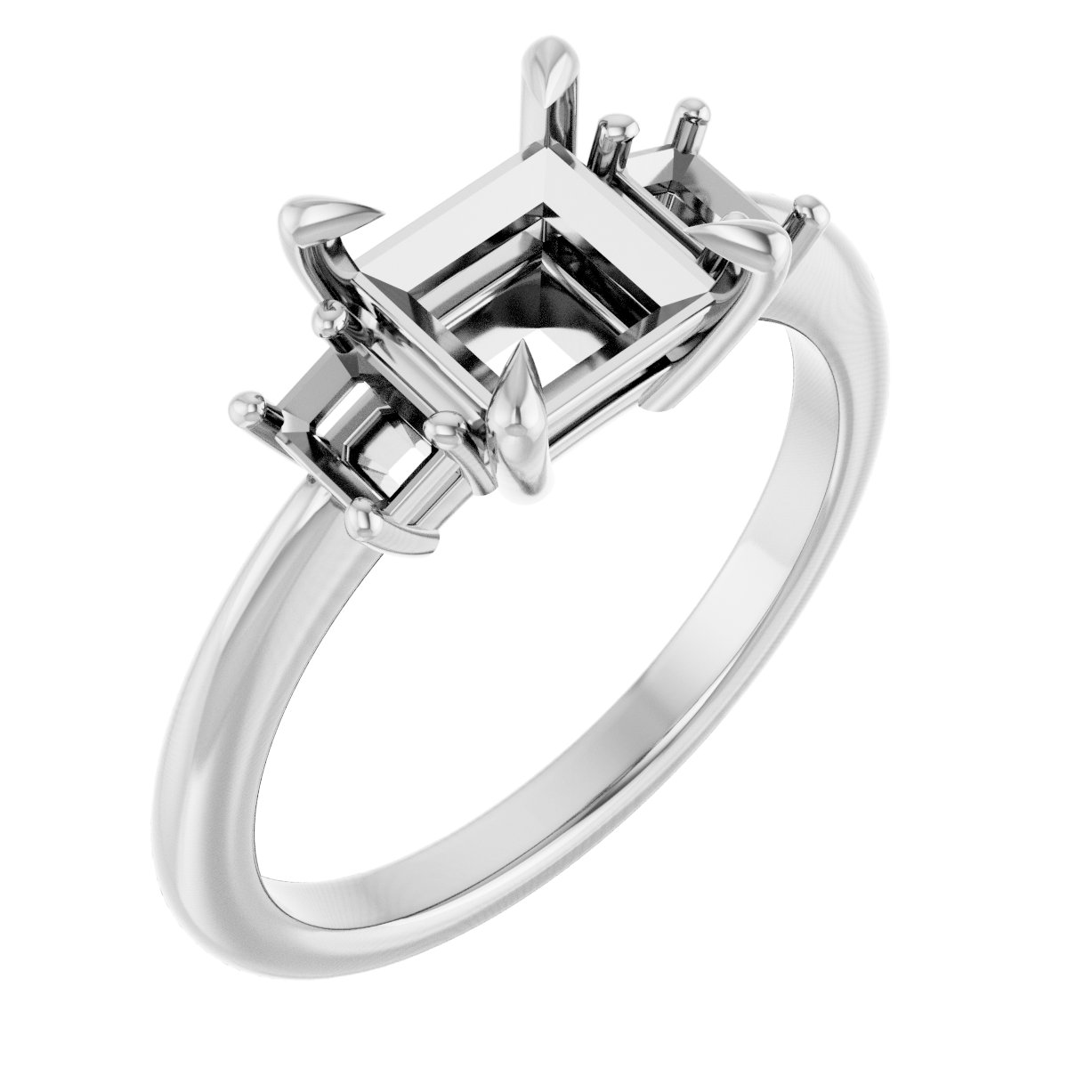 Claw-Prong Three-Stone Engagement Ring