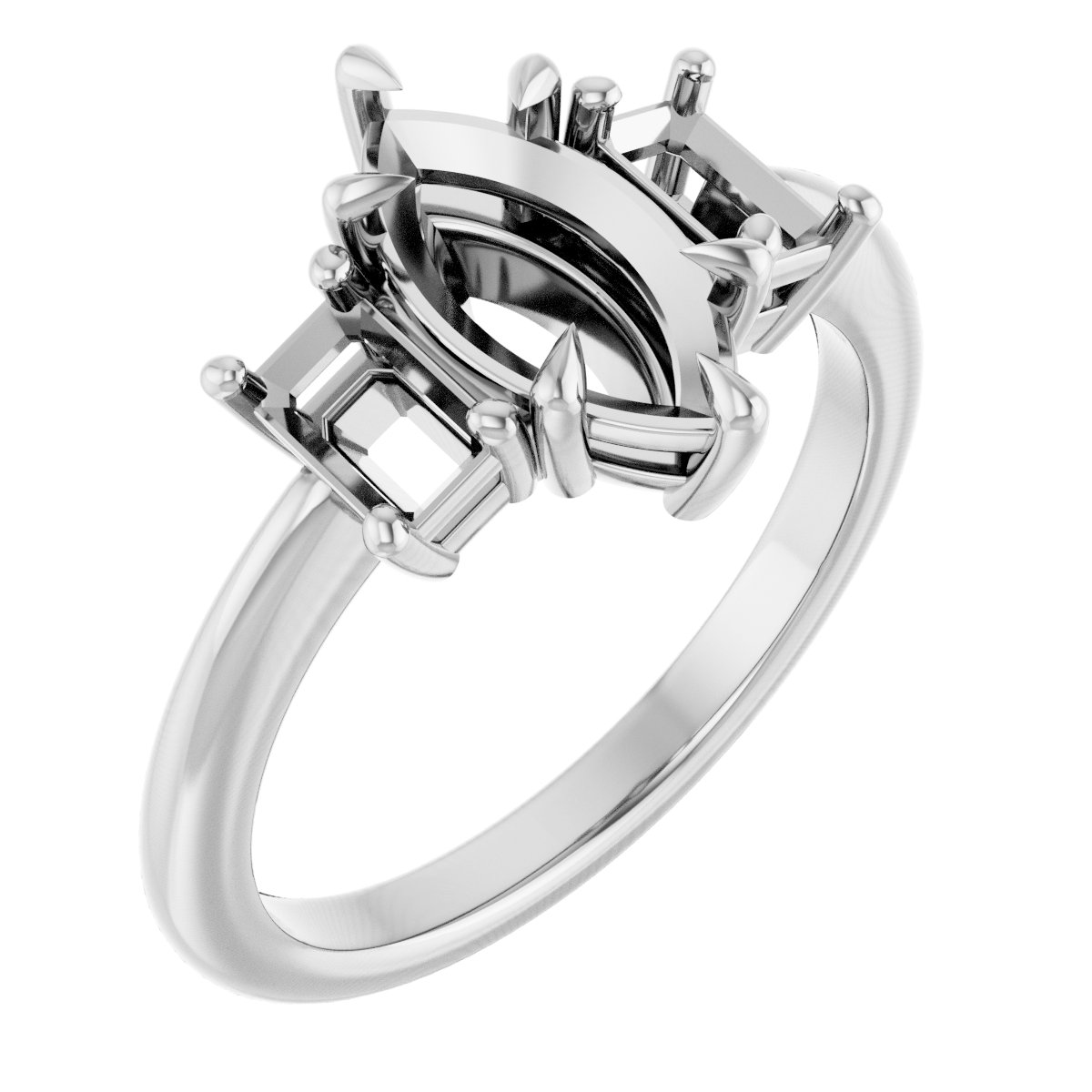 Claw-Prong Three-Stone Engagement Ring