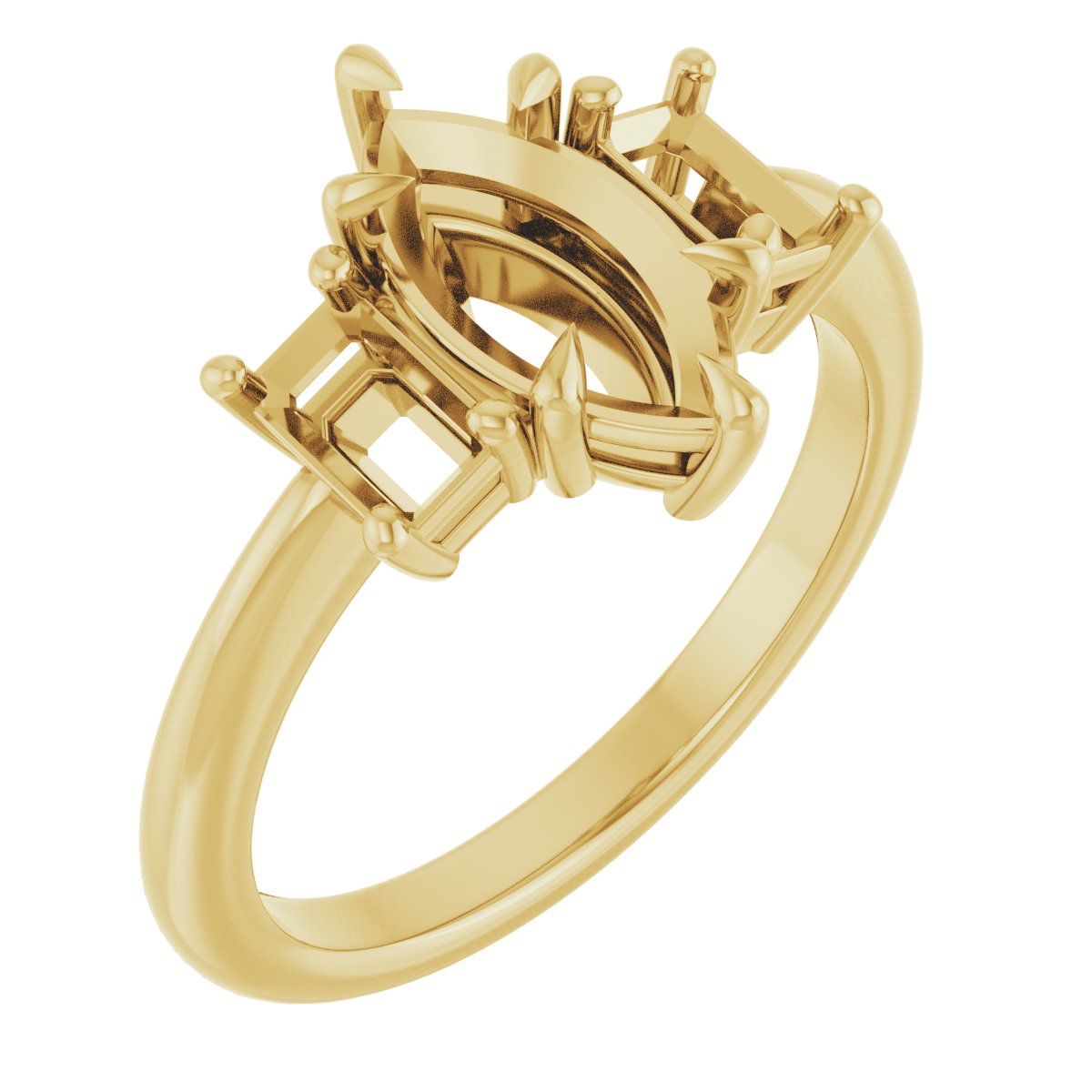 Claw-Prong Three-Stone Engagement Ring