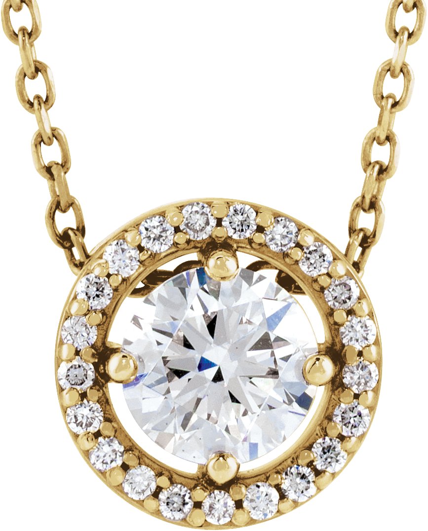 14k Yellow Gold 1/2 Ctw Natural Diamond Halo-style 16" Necklace