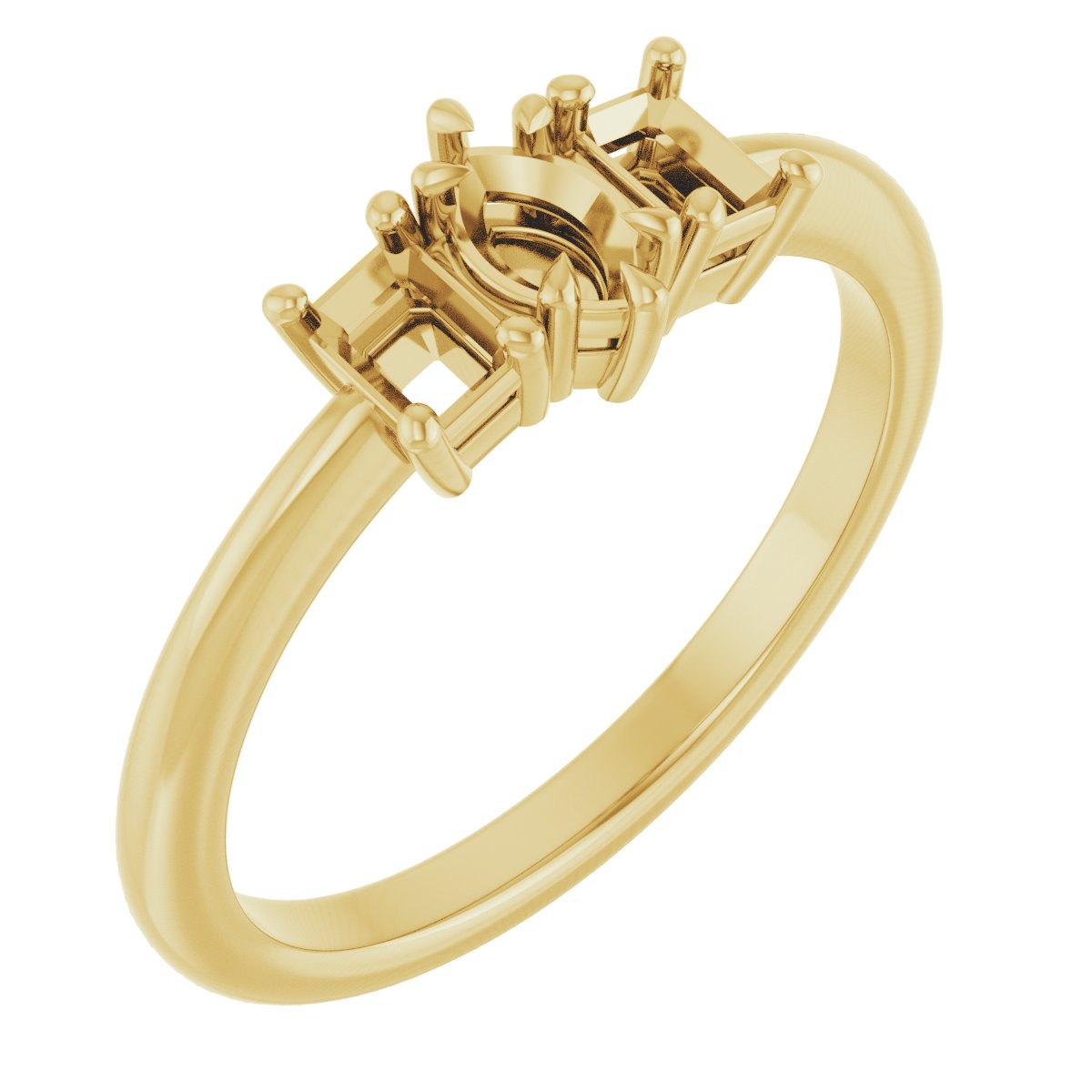 Claw-Prong Three-Stone Engagement Ring