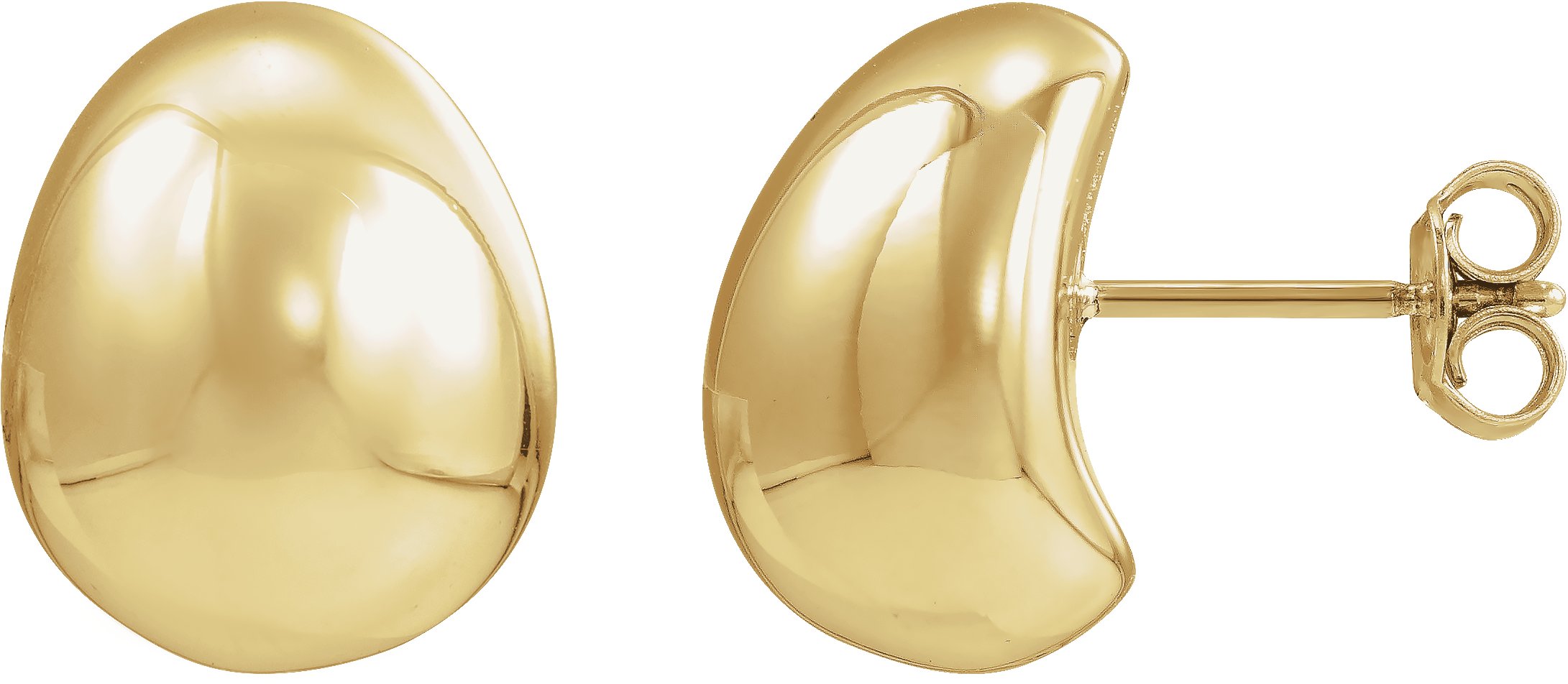 Electroform Puffed Ball Stud Earrings – 14K Yellow Gold