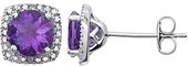 Sterling Silver Natural Amethyst & .015 CTW Natural Diamond Earrings