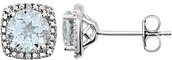 Sterling Silver Natural Aquamarine & .015 CTW Natural Diamond Earrings