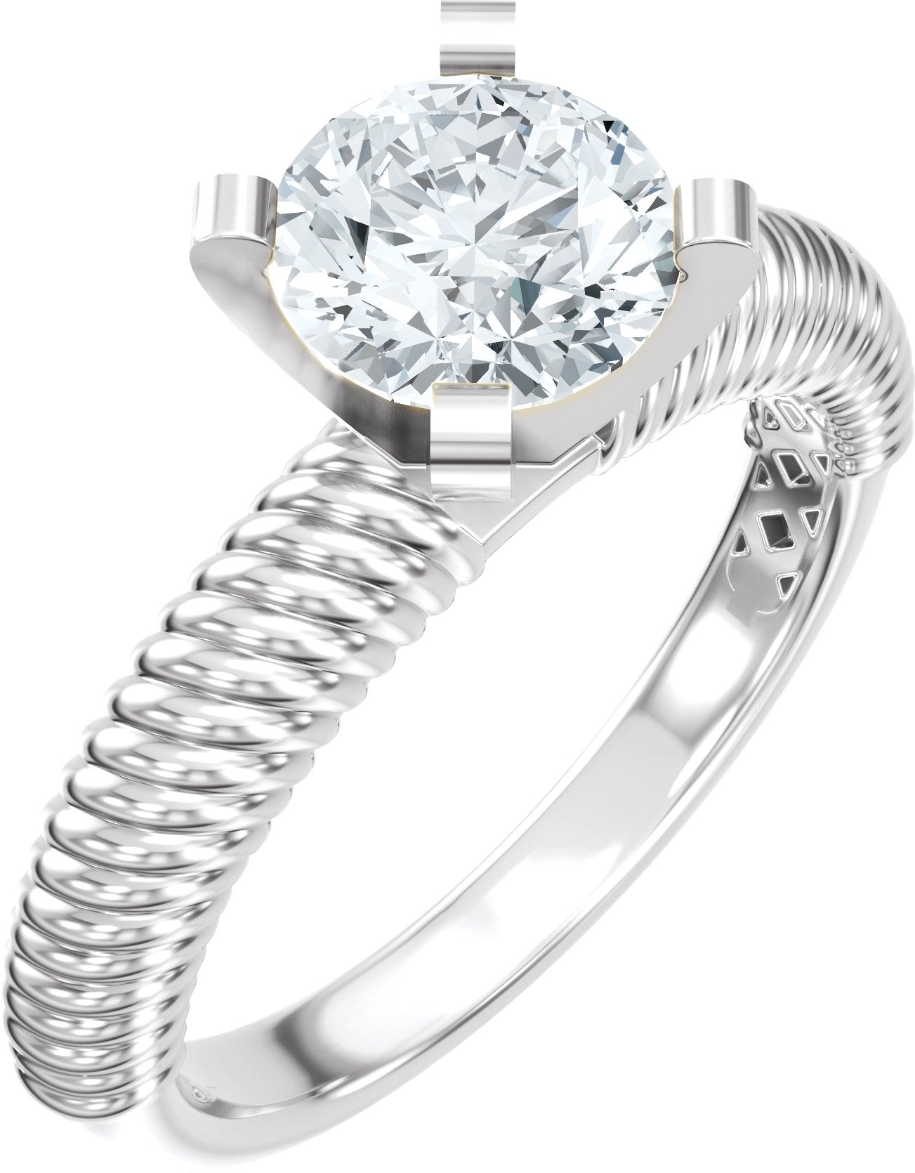 Solitaire Rope Engagement Ring or Band