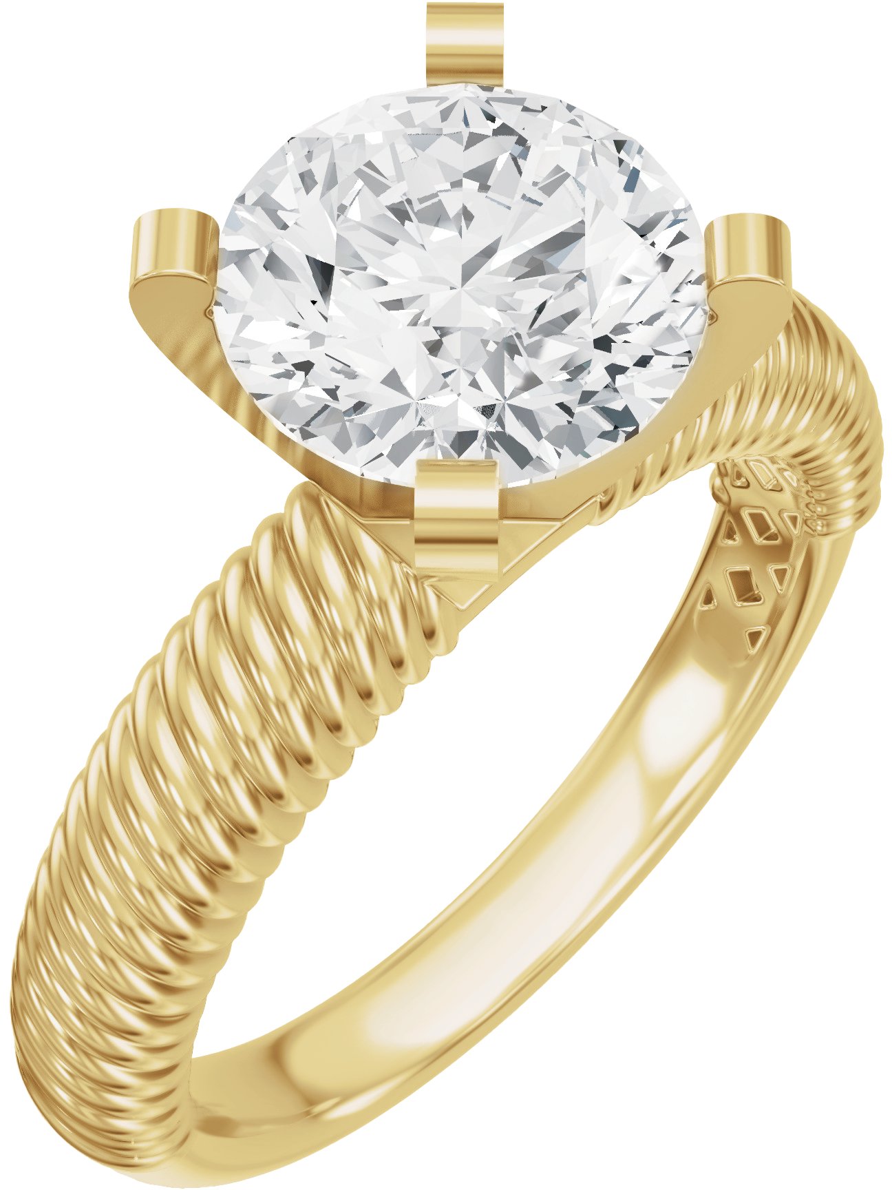 Solitaire Rope Engagement Ring or Band
