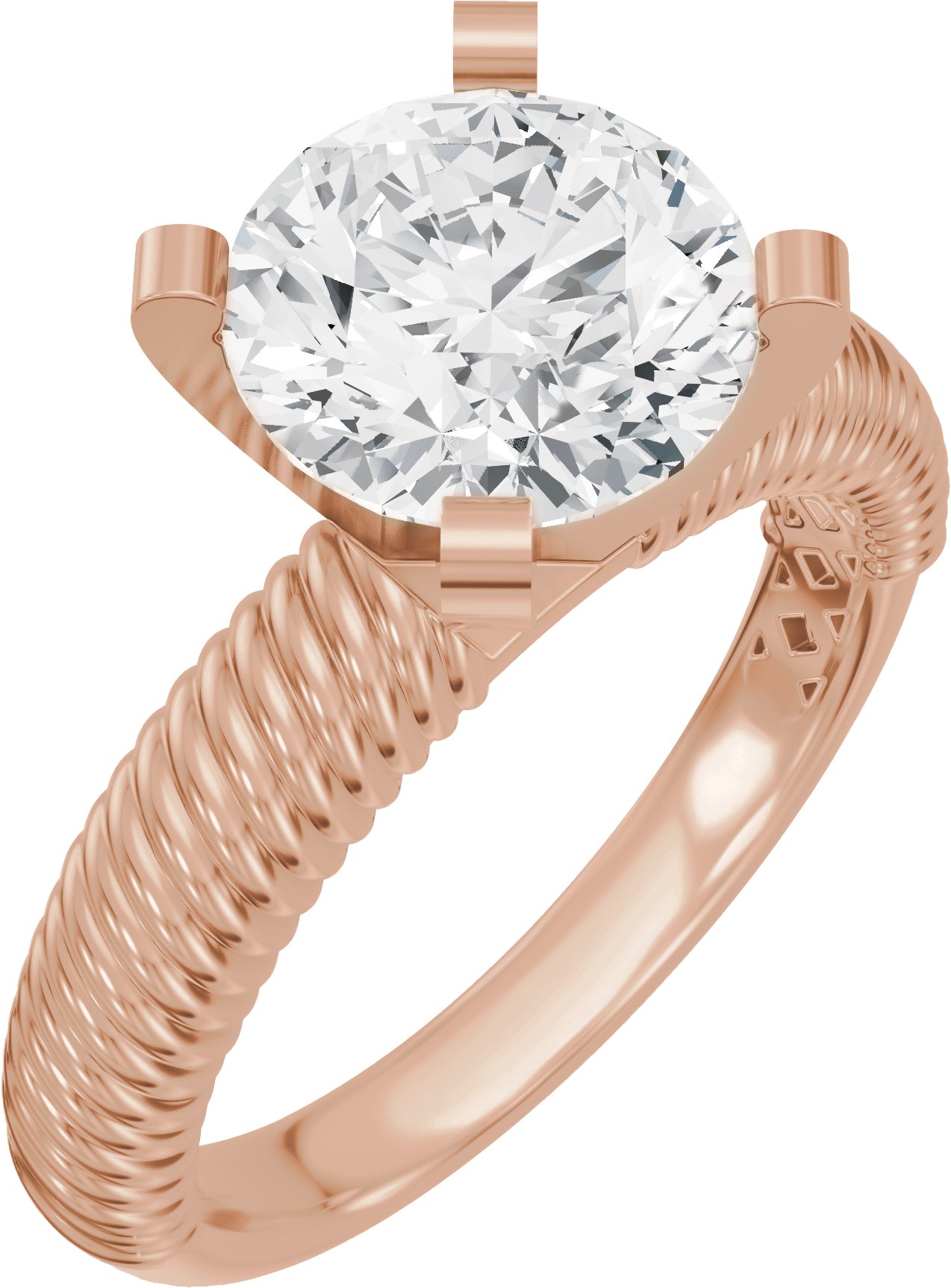 Solitaire Rope Engagement Ring or Band