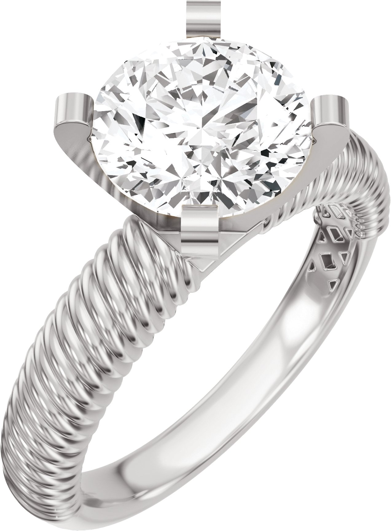 Solitaire Rope Engagement Ring or Band