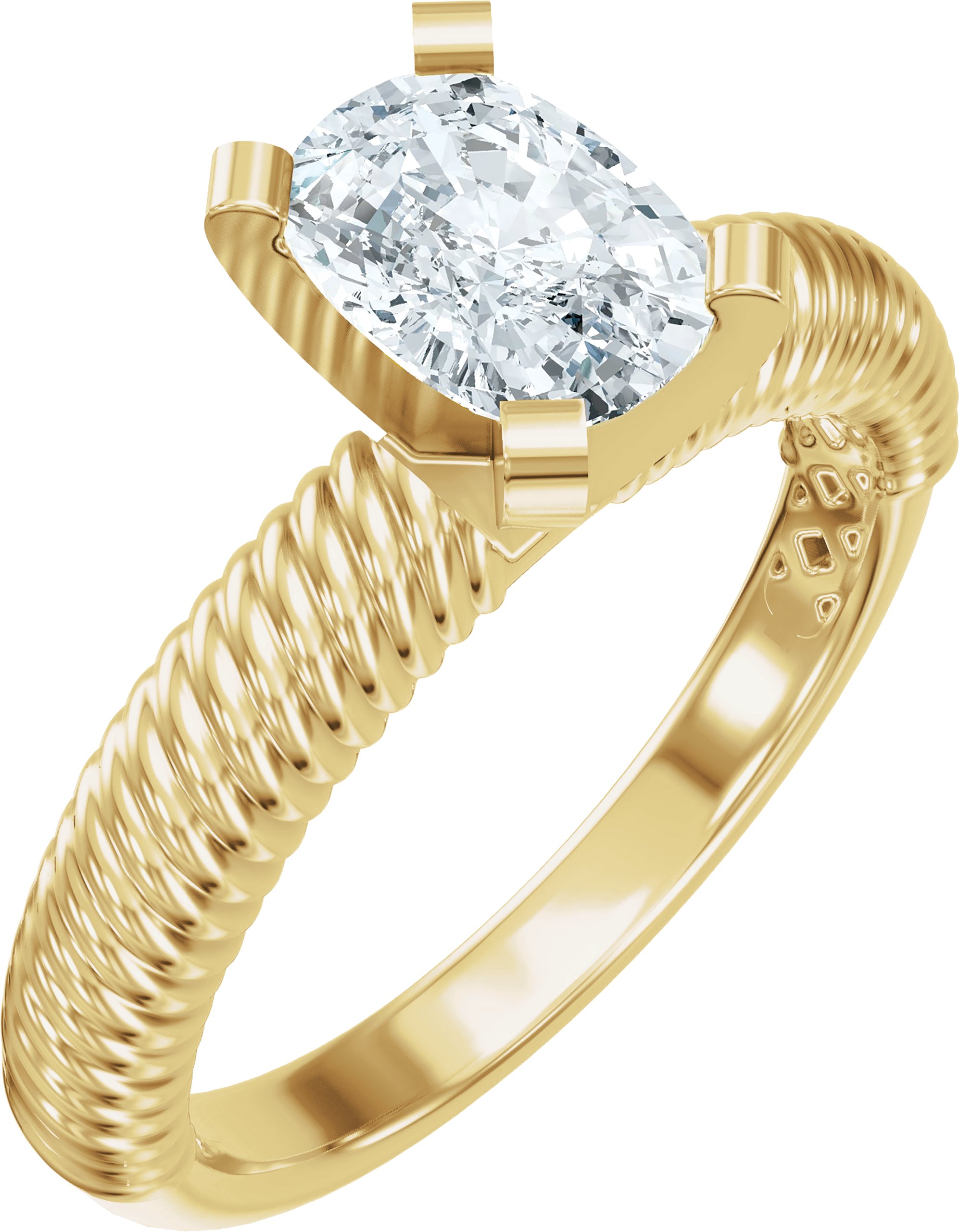 Solitaire Rope Engagement Ring or Band