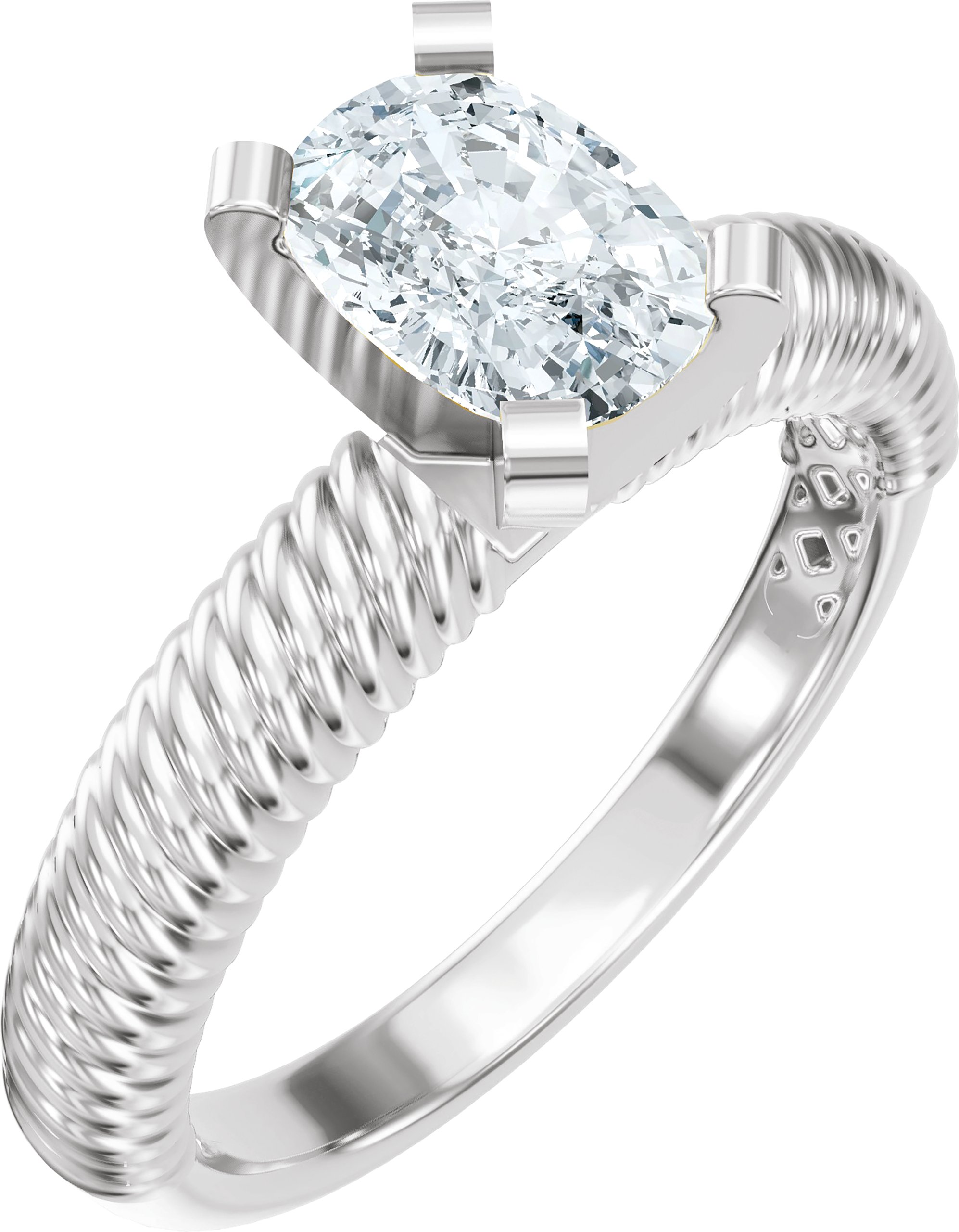 Solitaire Rope Engagement Ring or Band