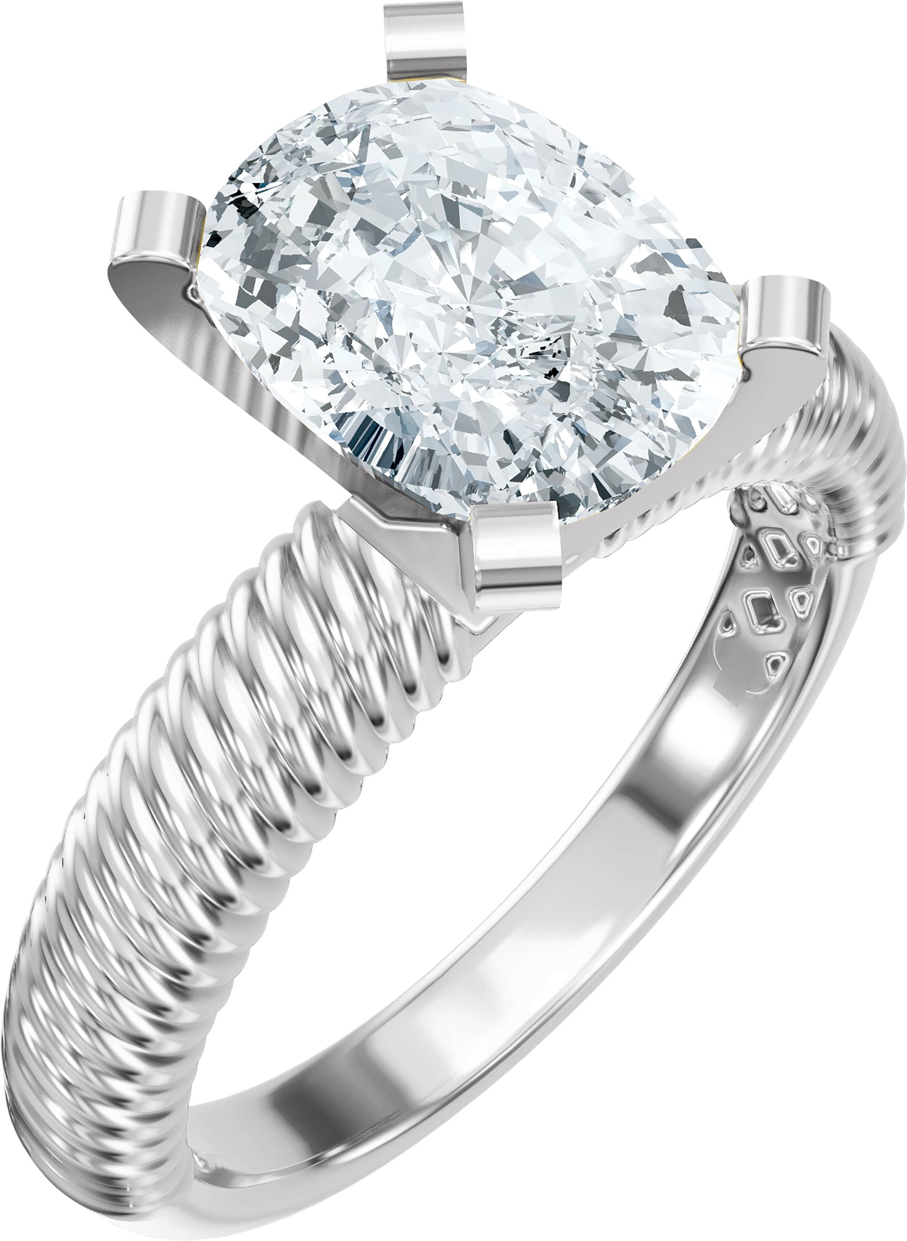Solitaire Rope Engagement Ring or Band