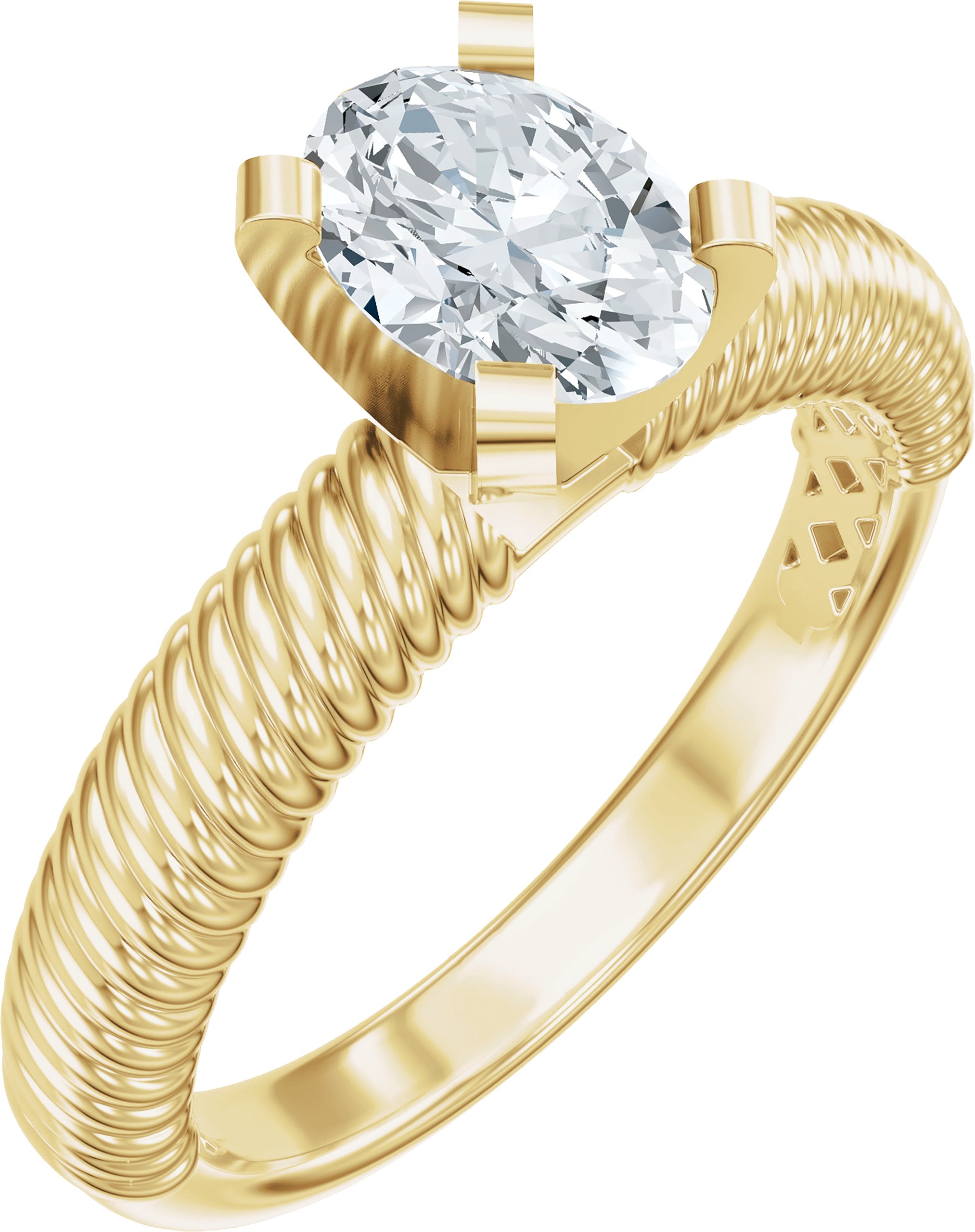 Solitaire Rope Engagement Ring or Band